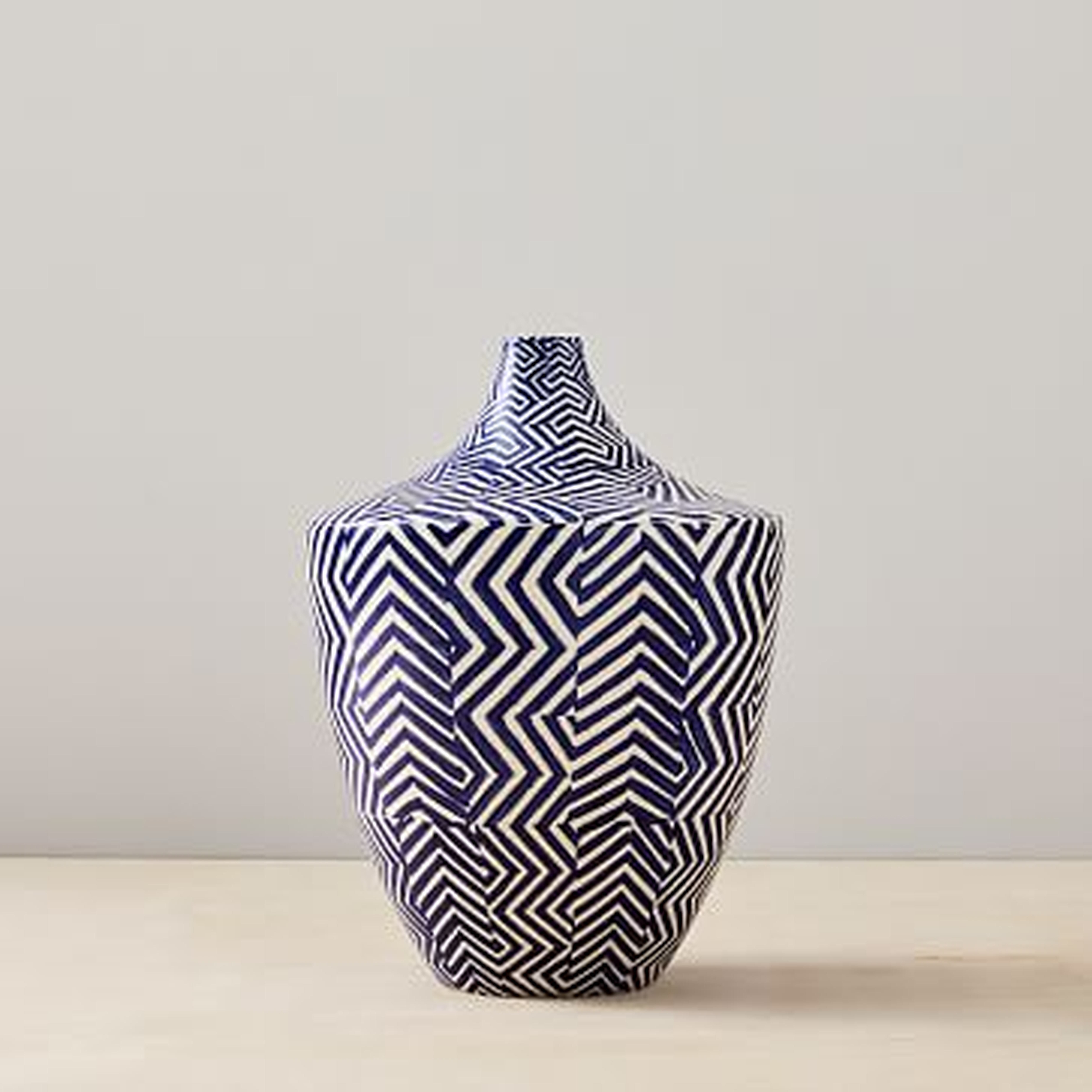 Cody Hoyt Ceramic Vase, Blue + White - West Elm