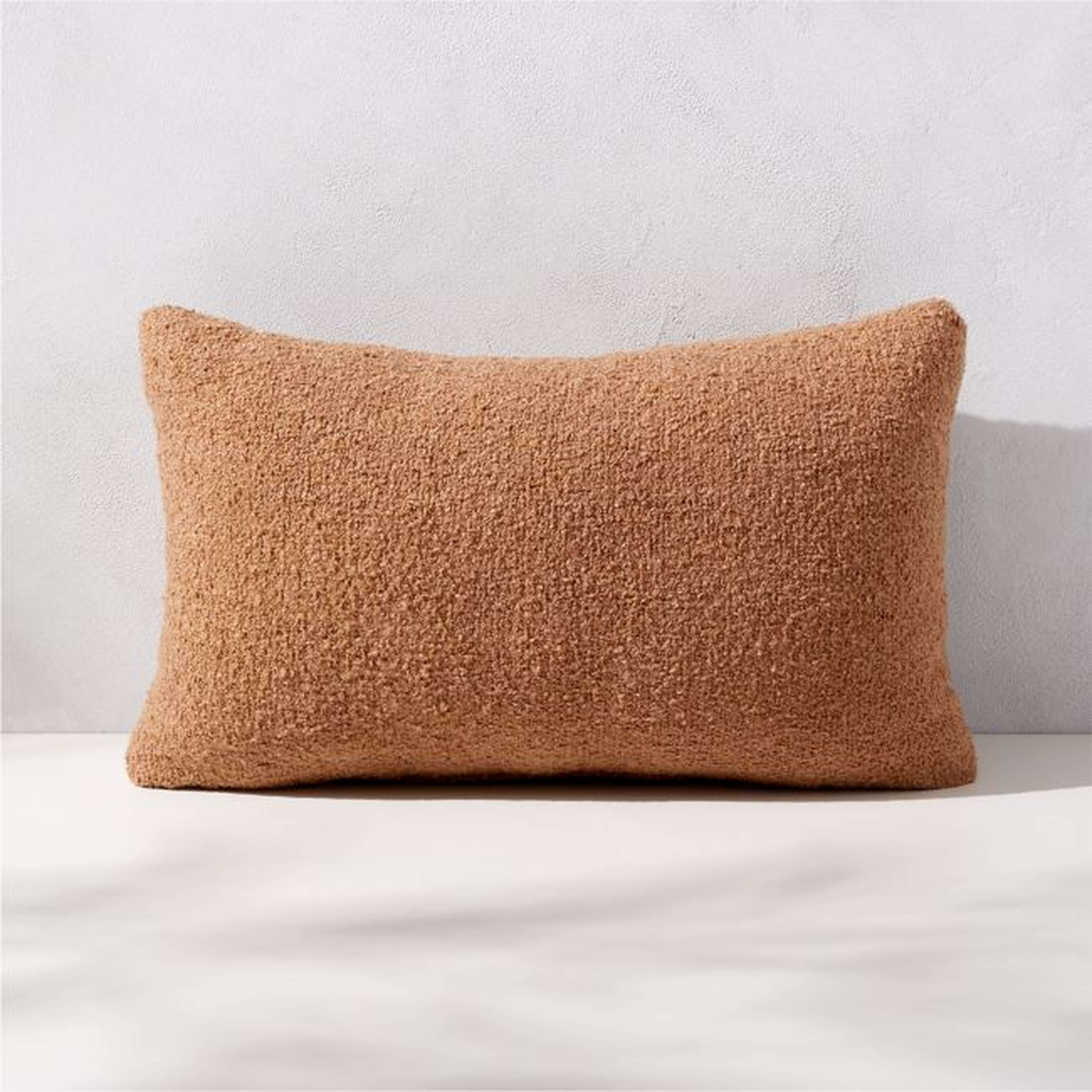 Silves Light Brown Boucle Outdoor Lumbar Pillow 20"x12" - CB2