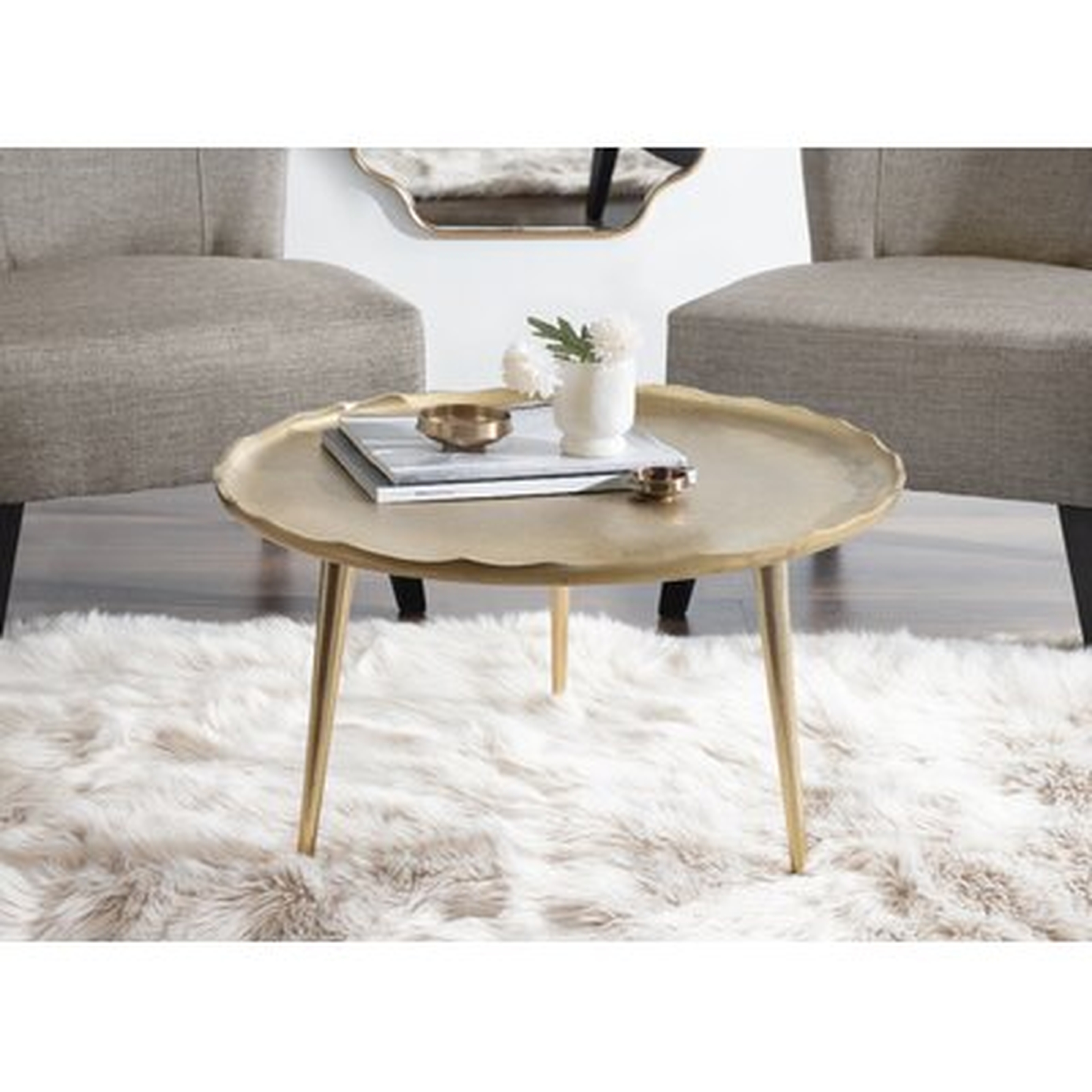 Everly Quinn Alessia Round Coffee Table 25X25x15 Gold - Wayfair