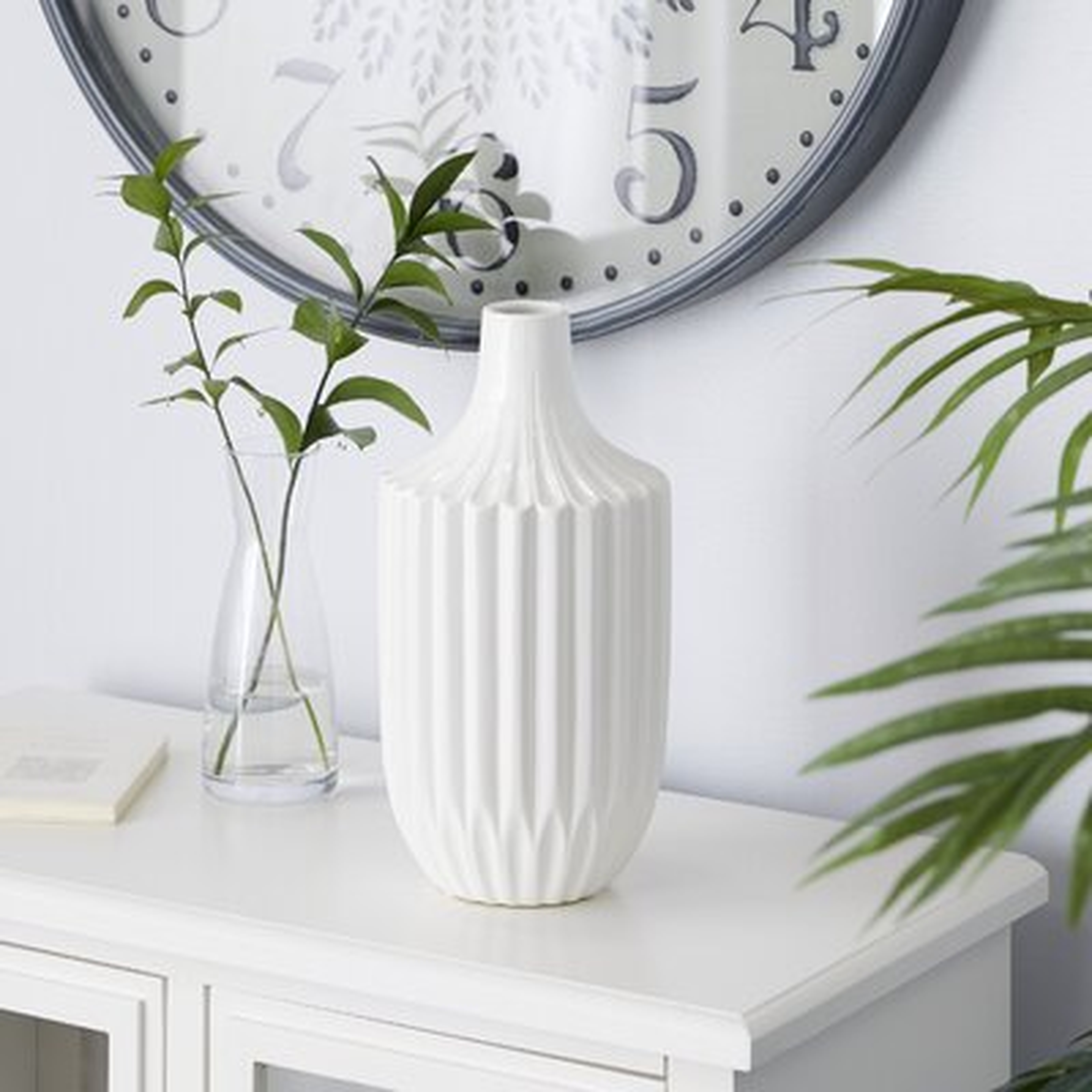 2 Piece Magdalen White 13" Indoor / Outdoor Use Ceramic Table Vase Set - Wayfair