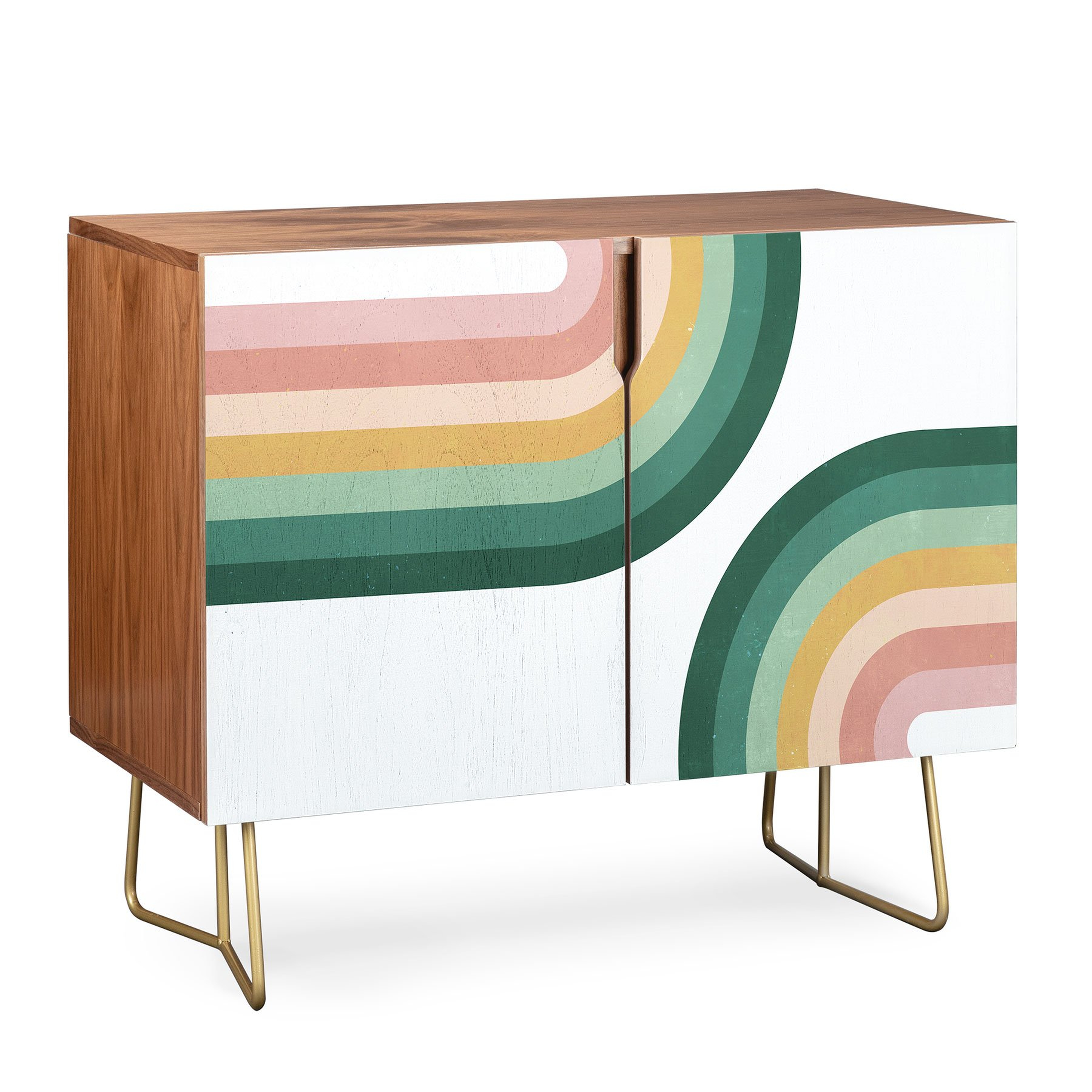 Emanuela Carratoni Summer Double Rainbows Credenza - Birch / Gold - Deny Designs