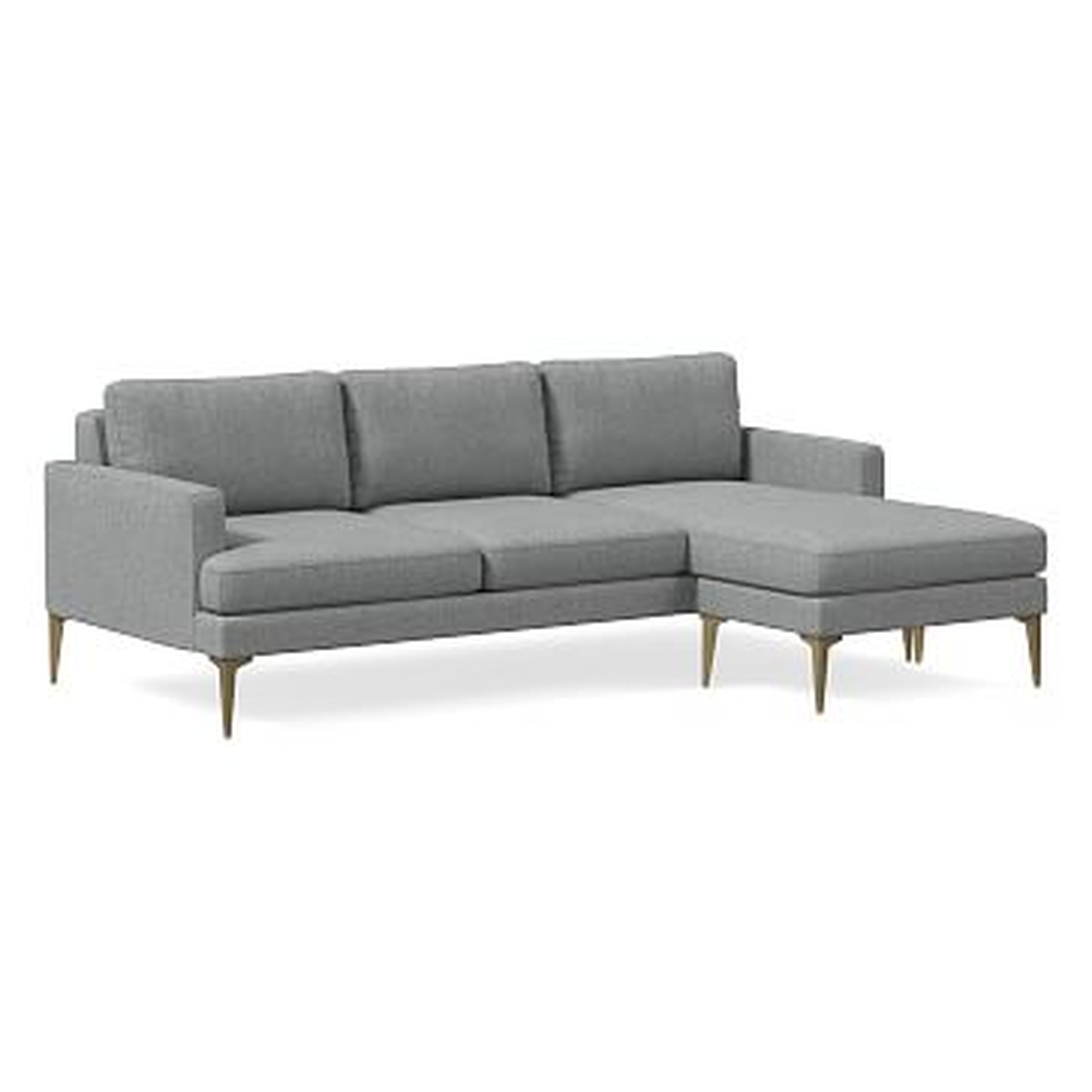 Andes Flip Sectional, Poly, Performance Coastal Linen, Anchor Gray, Blackened Brass - West Elm