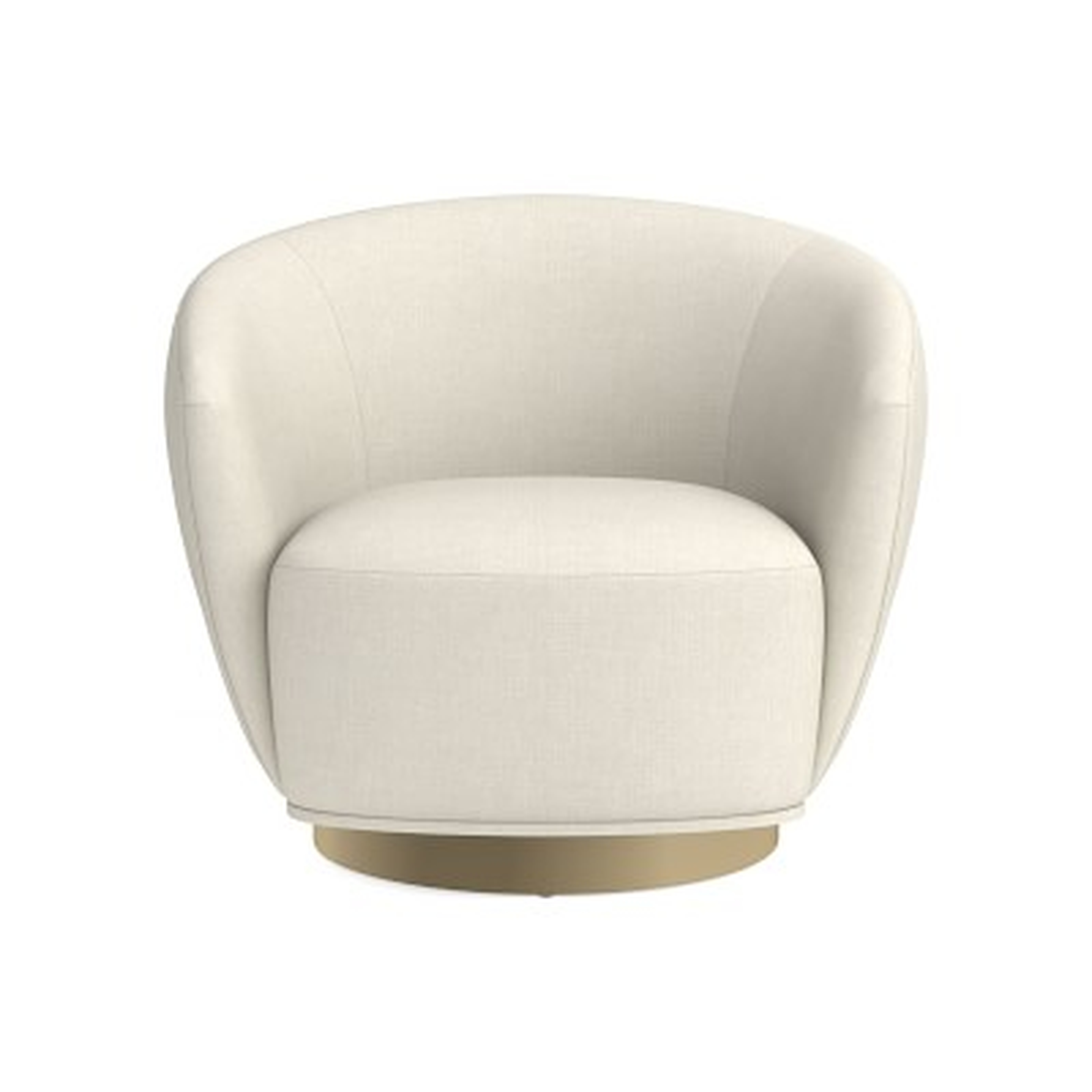 Alexis Swivel Chair, Performance Linen Blend, Ivory, Antique Brass - Williams Sonoma
