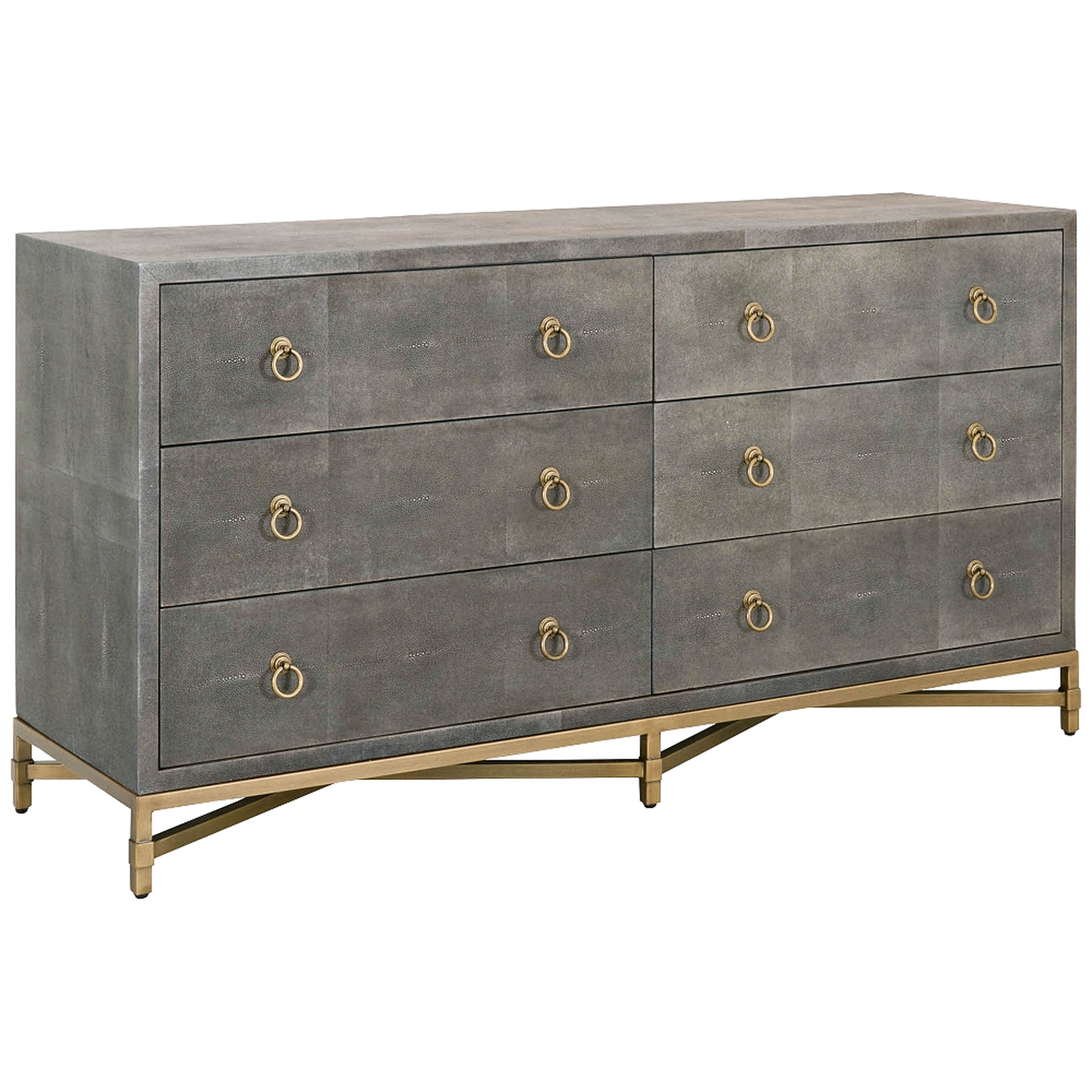 Strand 68" Wide Gray Faux Shagreen 6-Drawer Double Dresser - Style # 86J32 - Lamps Plus