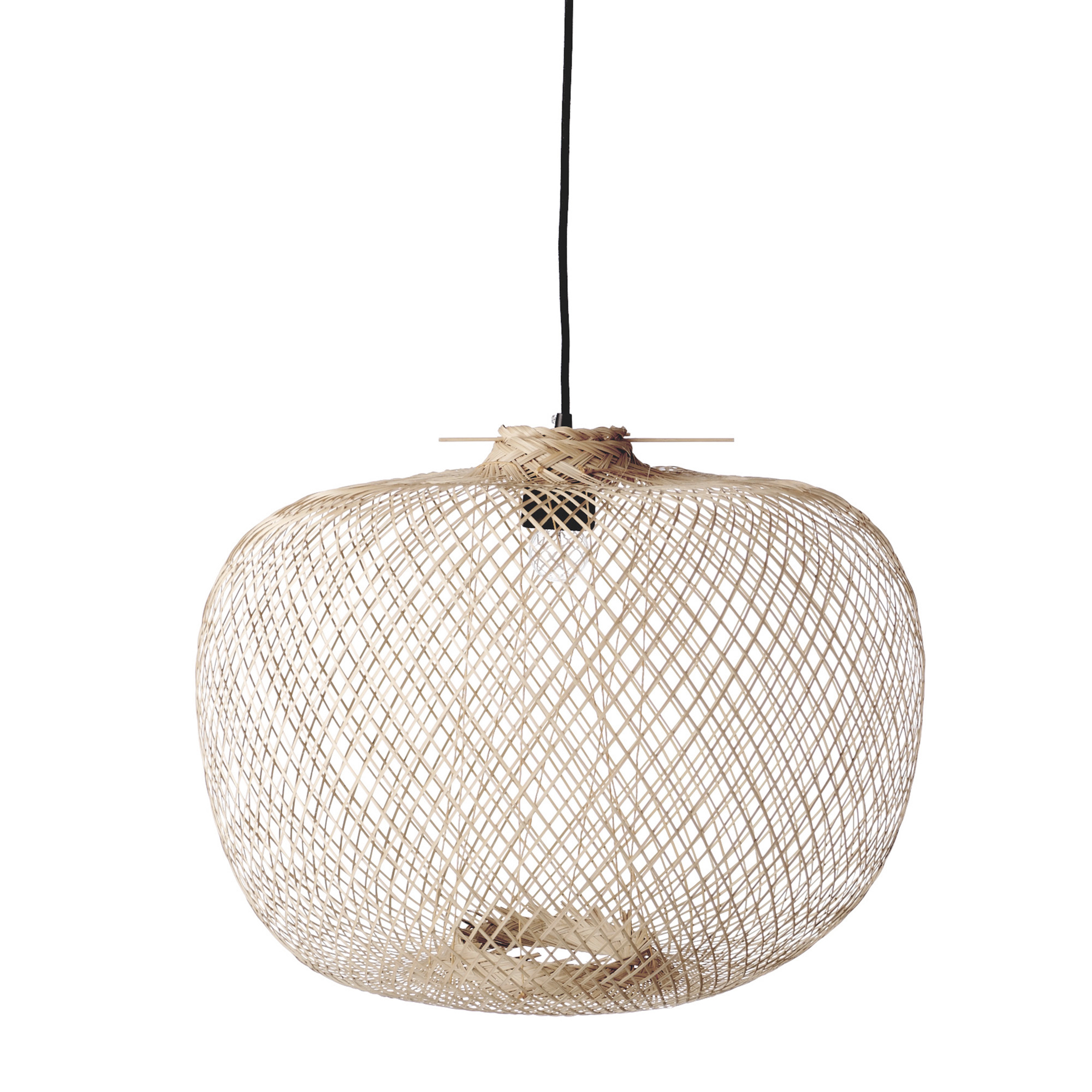 Round Handwoven Bamboo Pendant Light with 8' Cord (Hardwire Only) - Moss & Wilder
