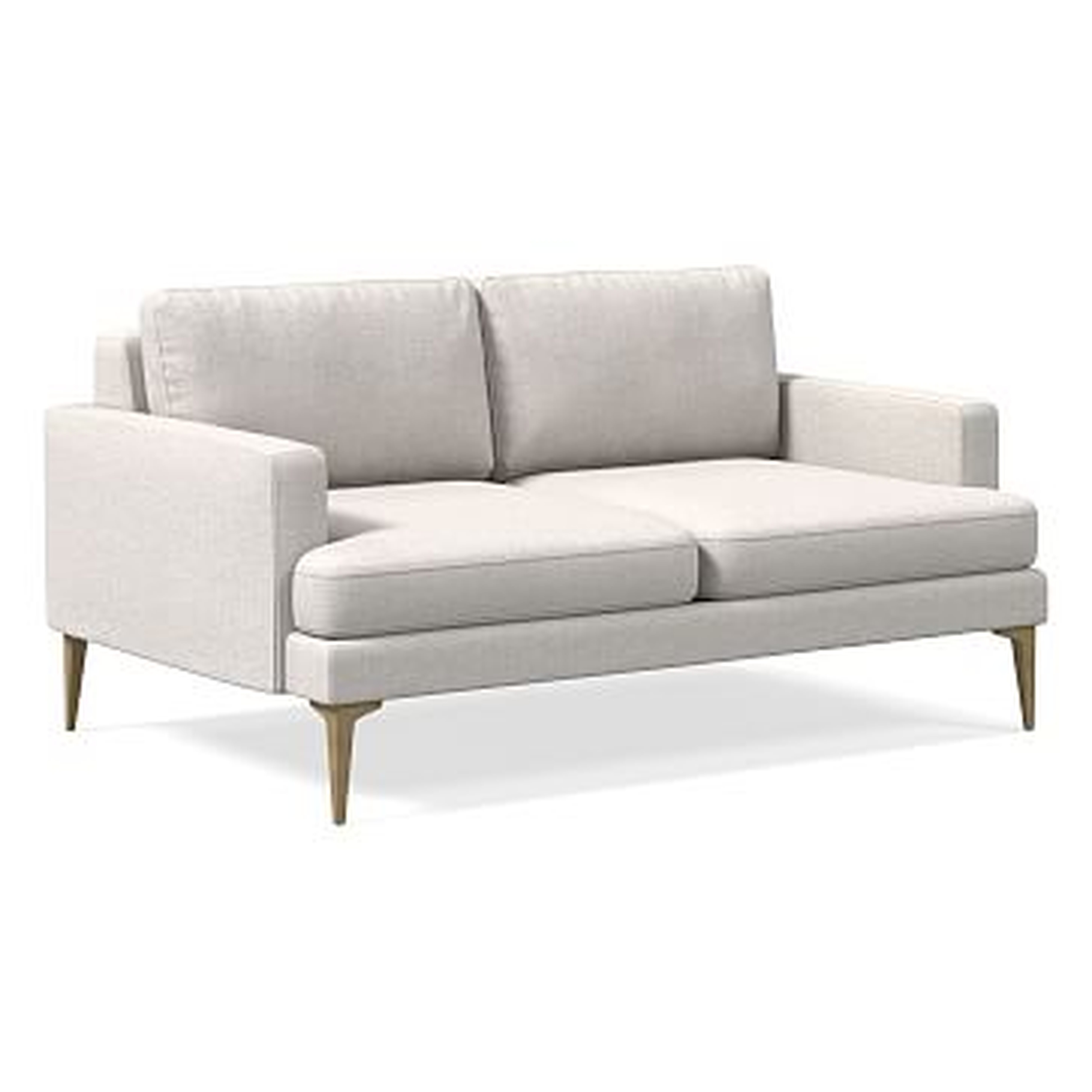 Andes Loveseat, Poly, Performance Coastal Linen, White, Blackened Brass - West Elm