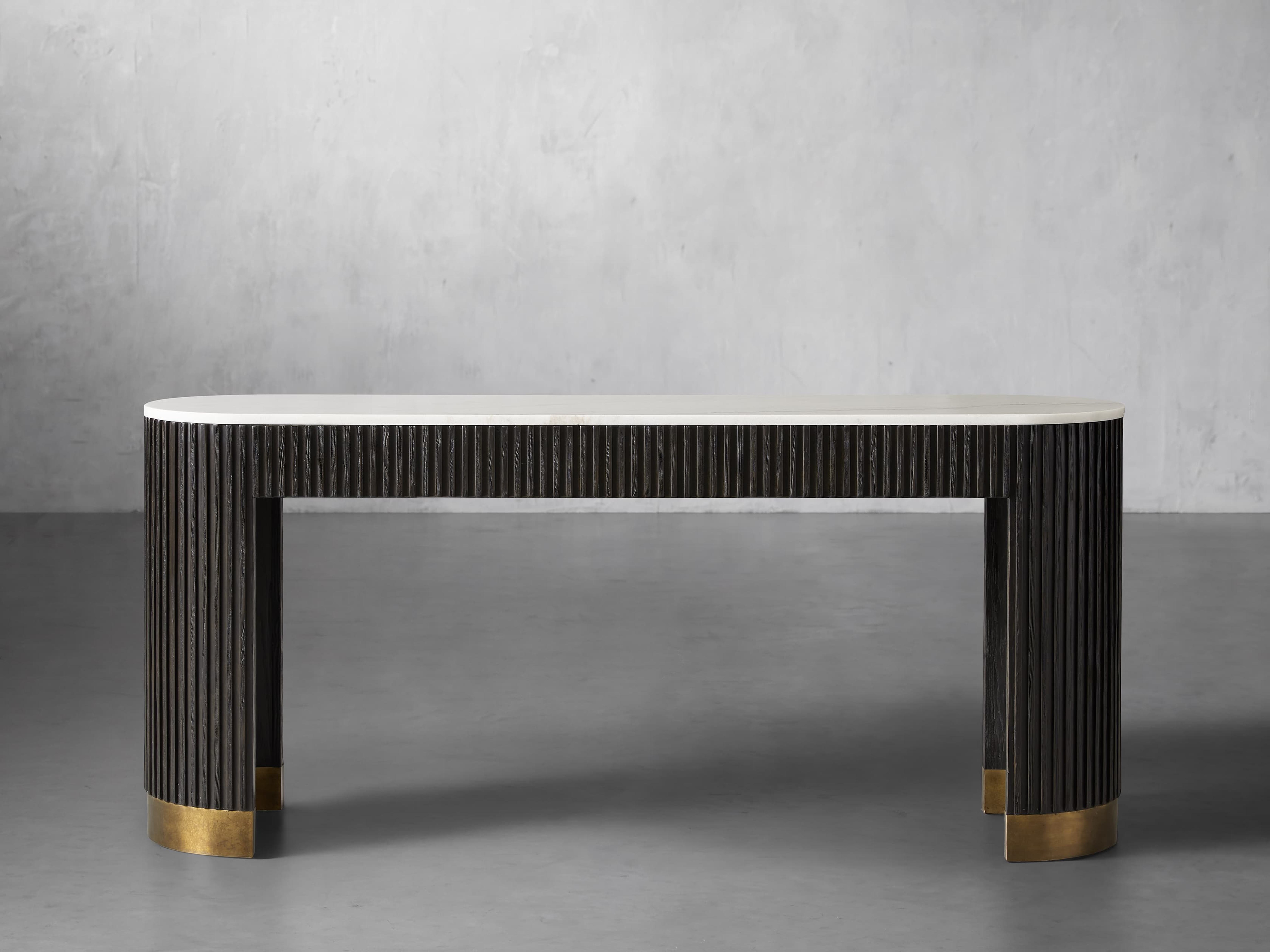 Finnley Console Table in Stone 63" Black  Ebony/White Marble - Arhaus