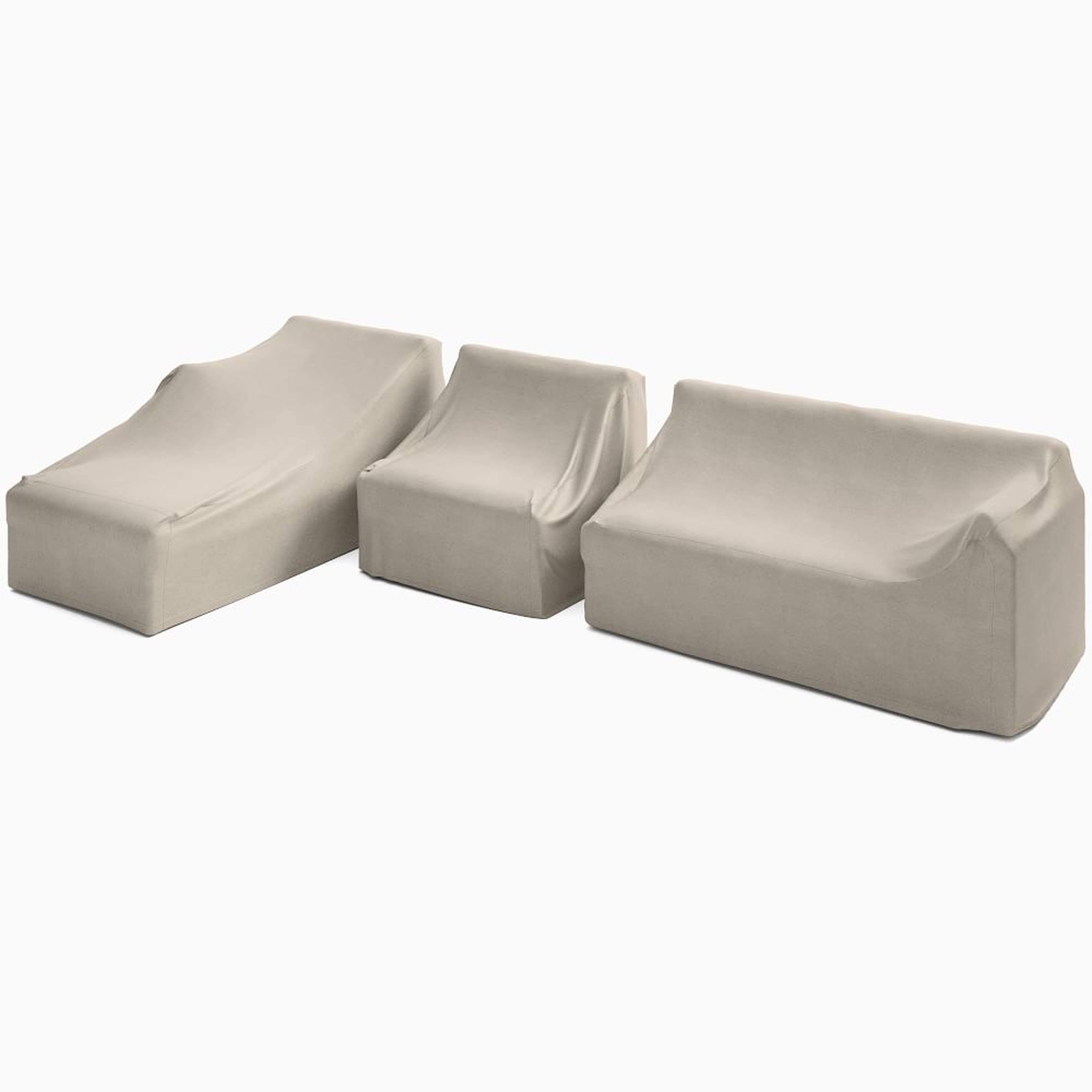 Santa Fe Slatted 3 Piece Sectional Set 5: Left Arm Chaise + Armless Single + Right Arm Sofa Protective Cover - West Elm