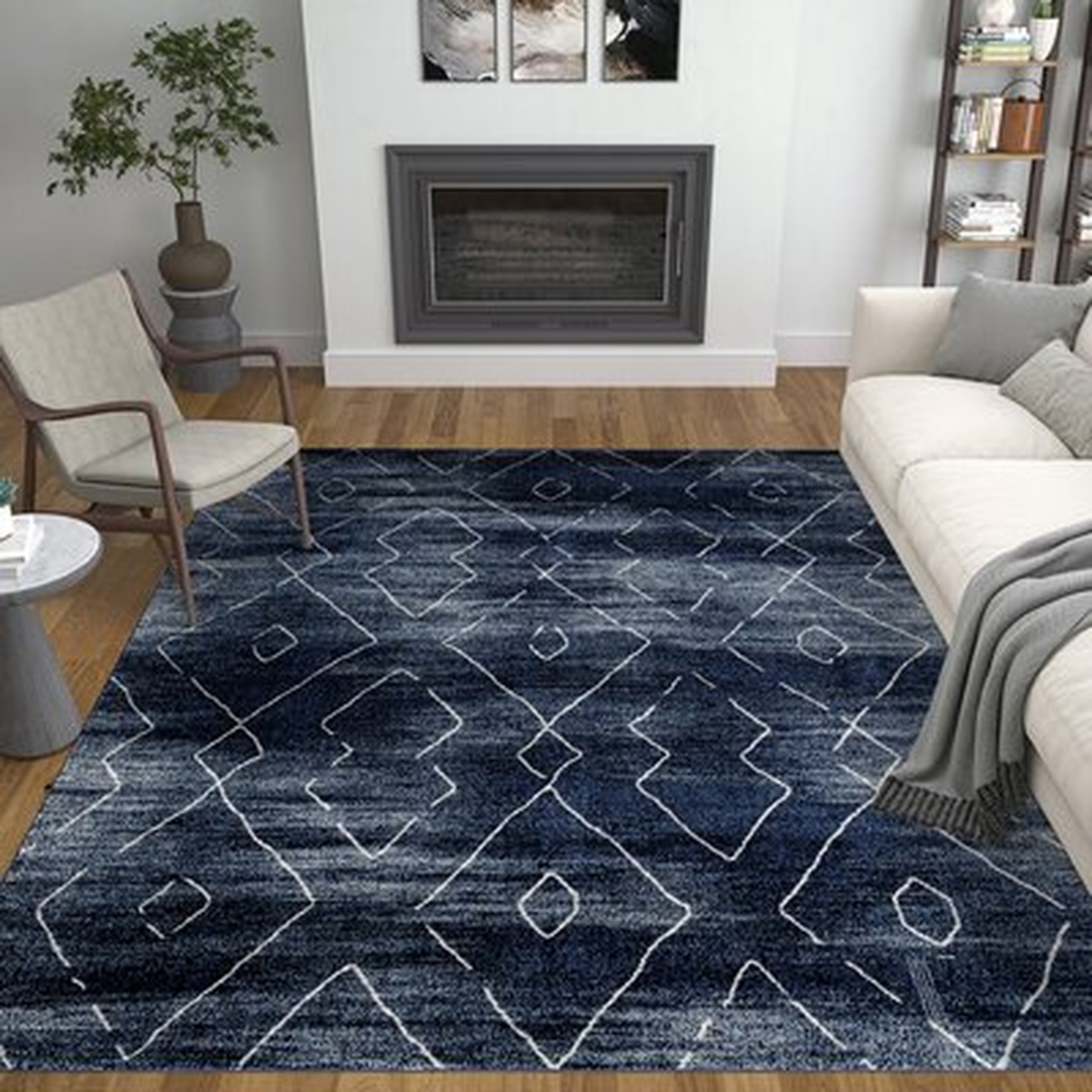 Aavni Geometric Navy/Cream Area Rug - Wayfair