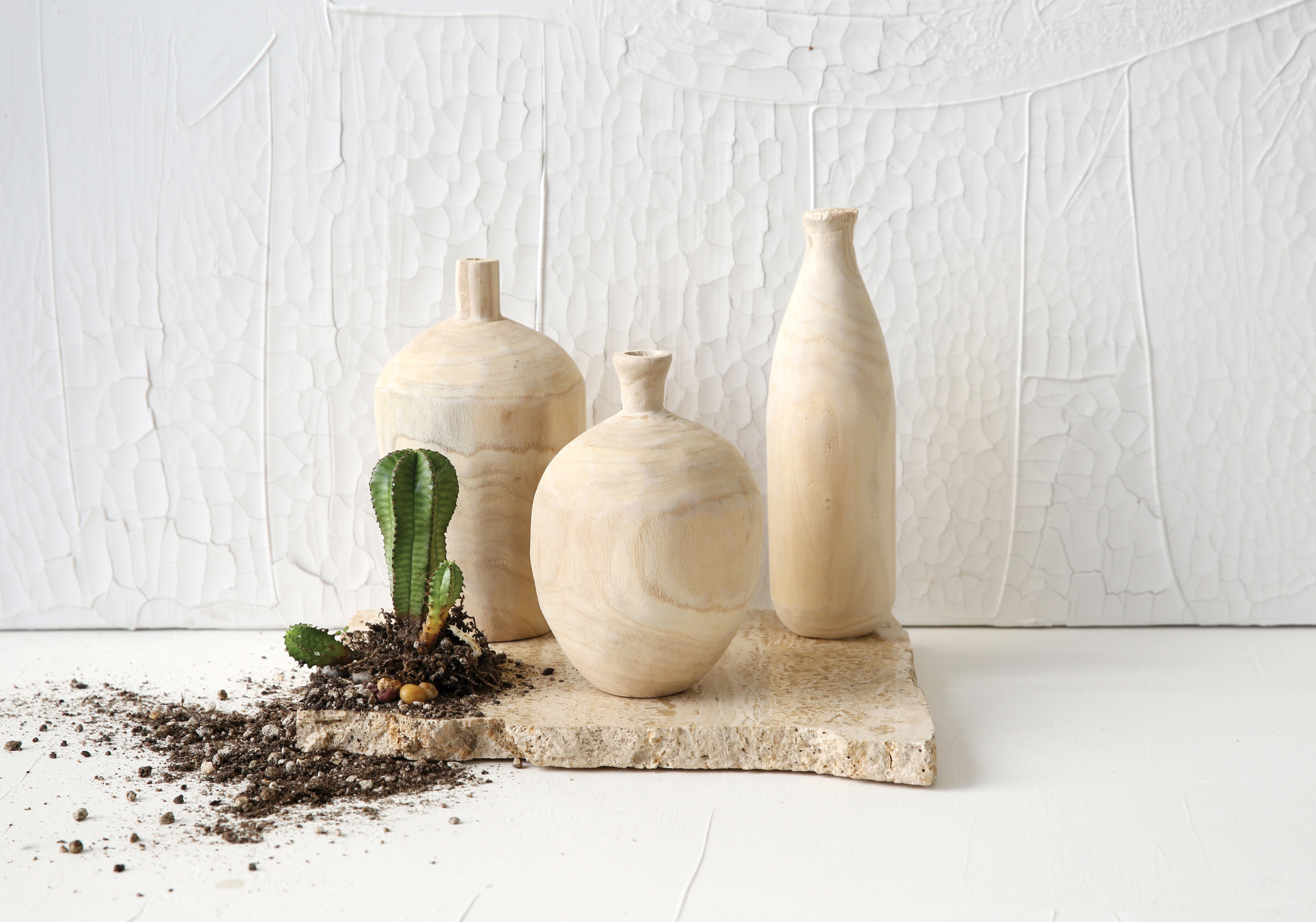 Paulownia Wood Vases (Set of 3 Designs) - Creative Co-Op