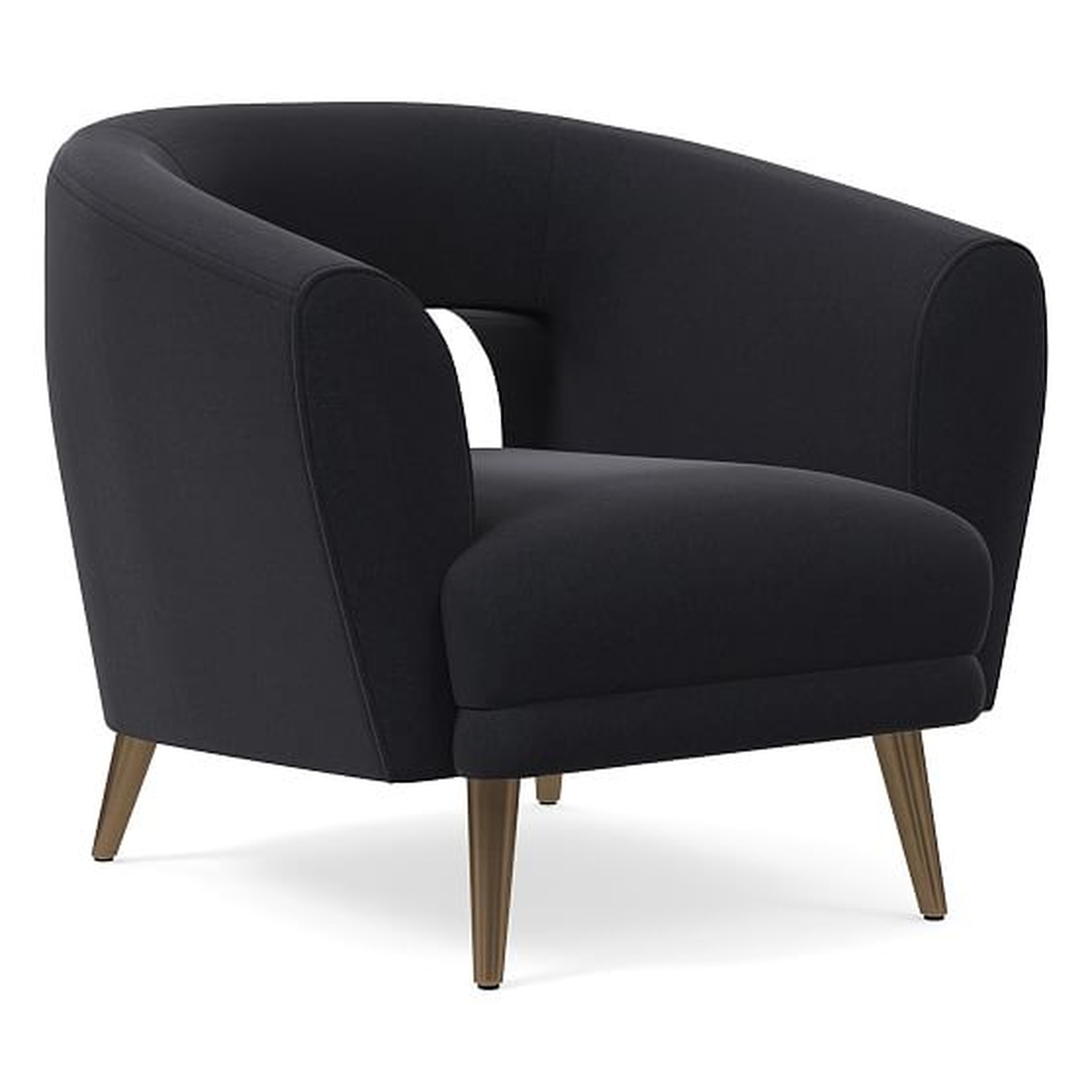Millie Chair, Poly, Performance Velvet, Shadow, Oil Rubbed Bronze - West Elm