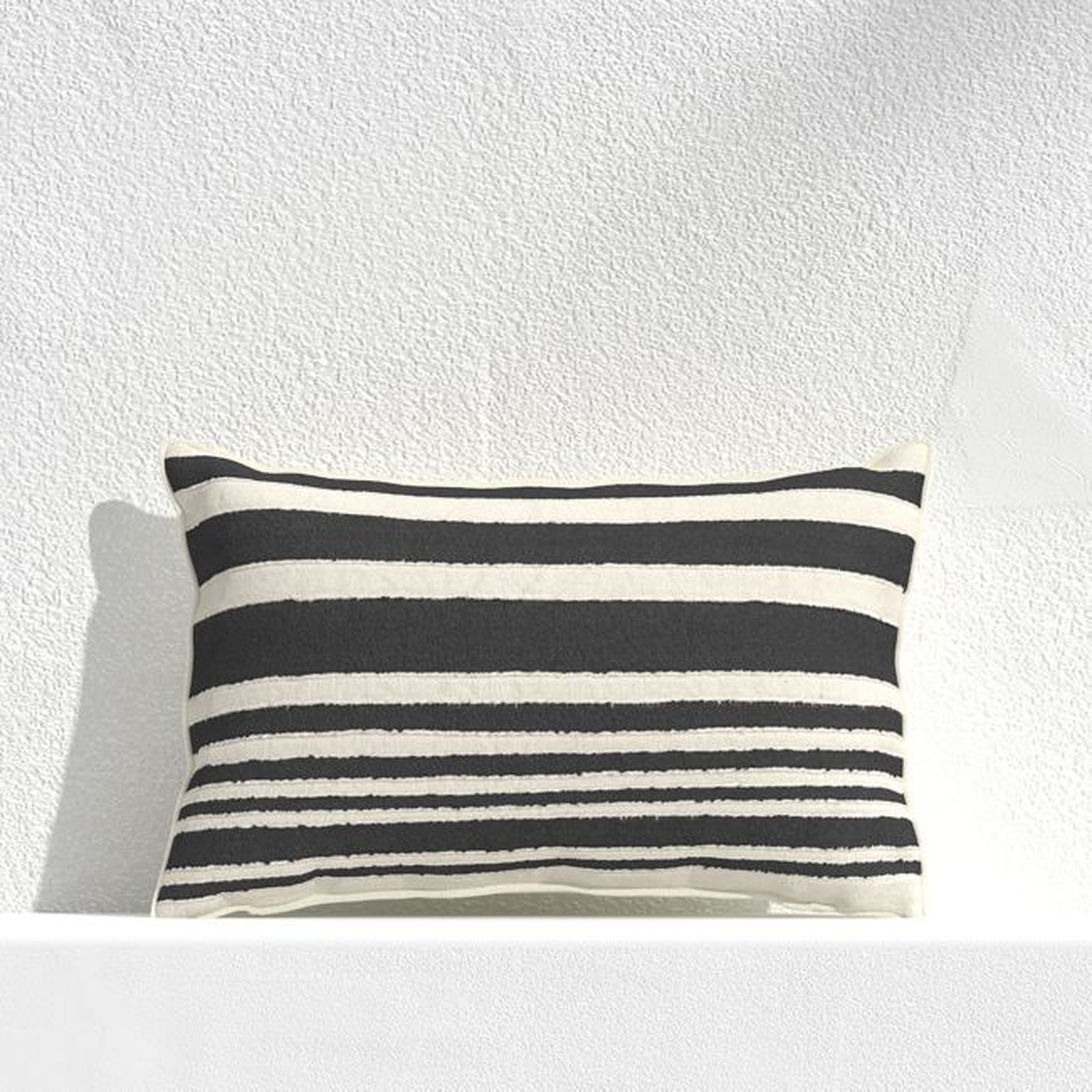 Mohave 20"x13" Wide Black Stripe Indoor/Outdoor Lumbar Pillow - Crate and Barrel