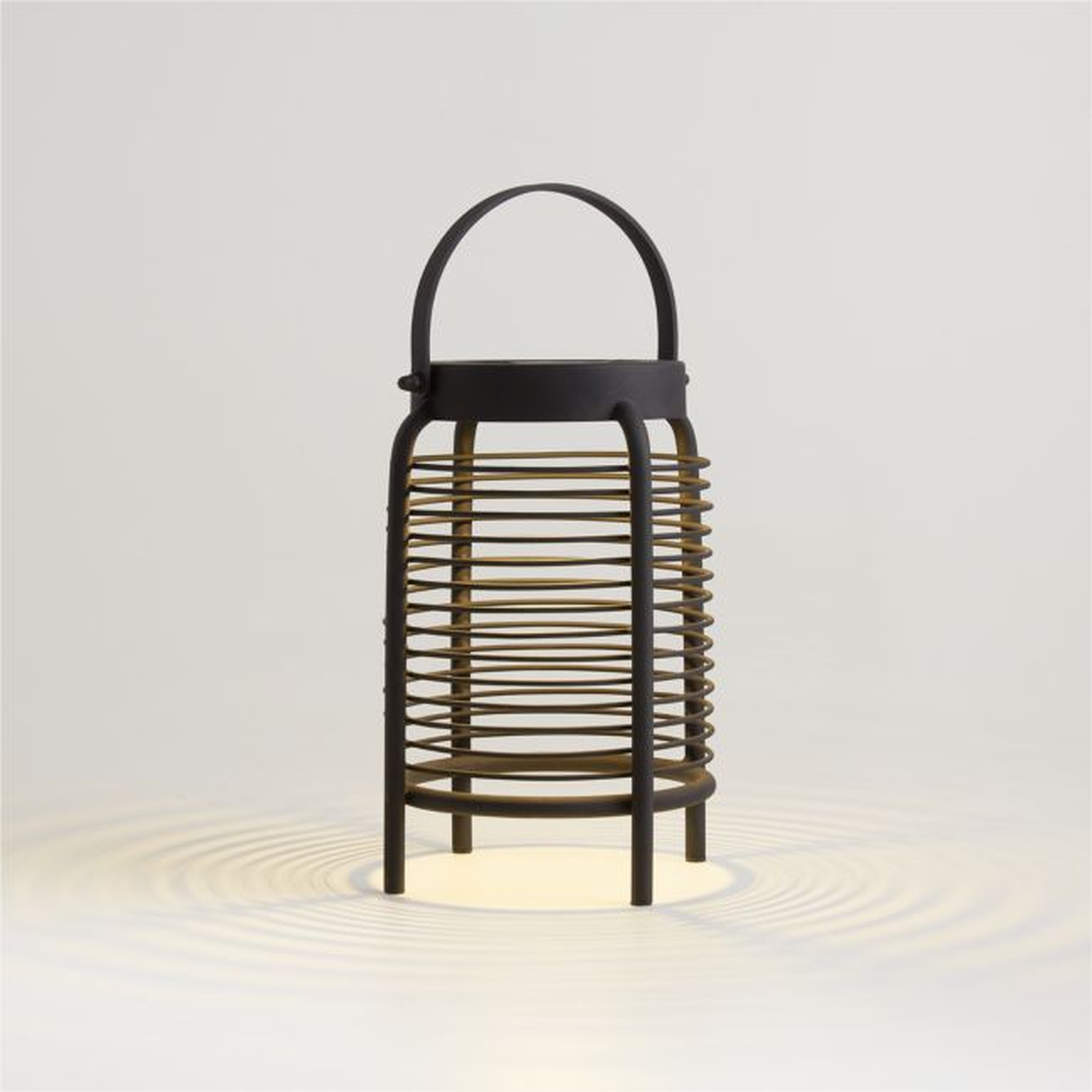 Wells Small Black Metal LED Solar Outdoor Lantern 9.5" - Crate and Barrel