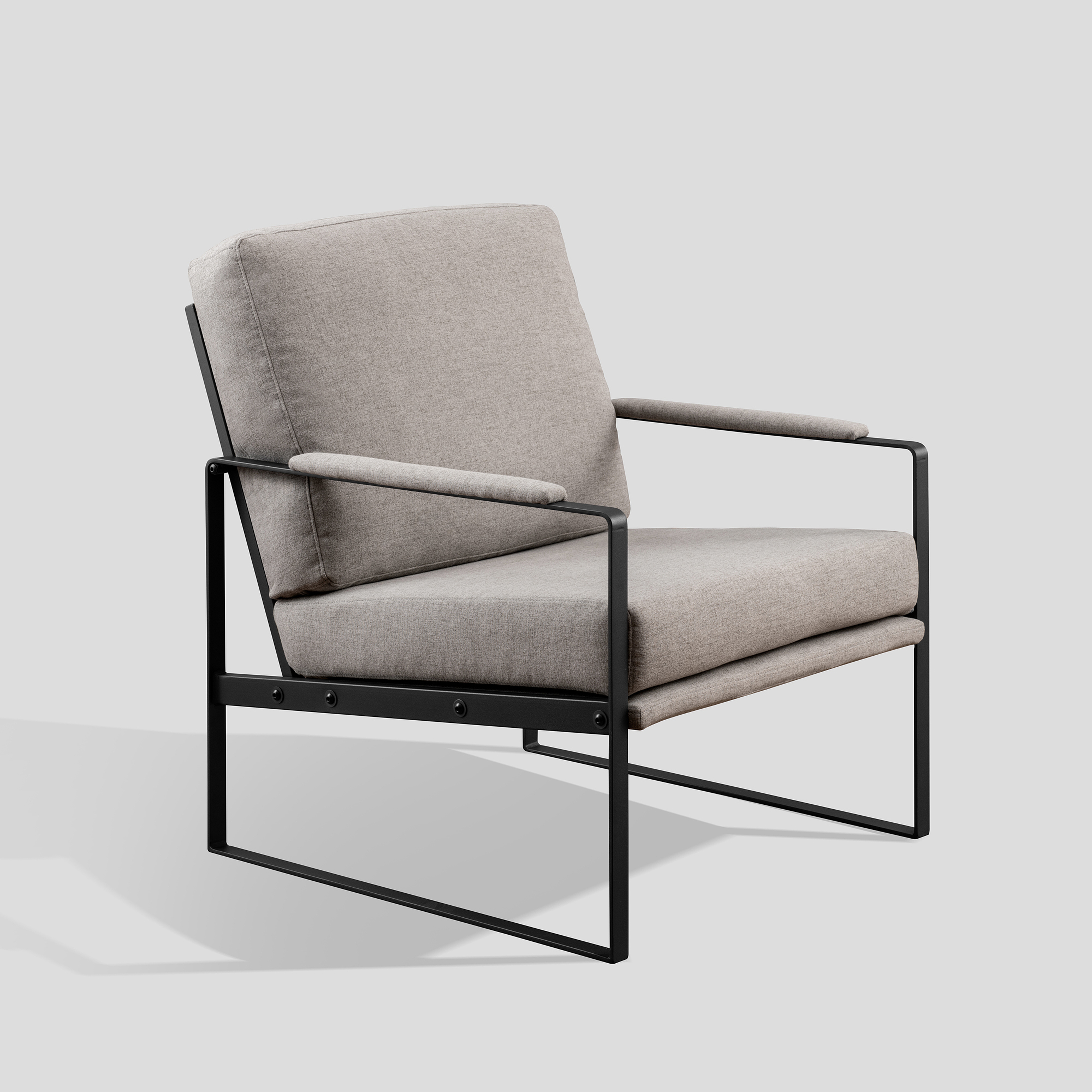 Metal Arm Accent Chair - Mushroom/ Black - Walker Edison
