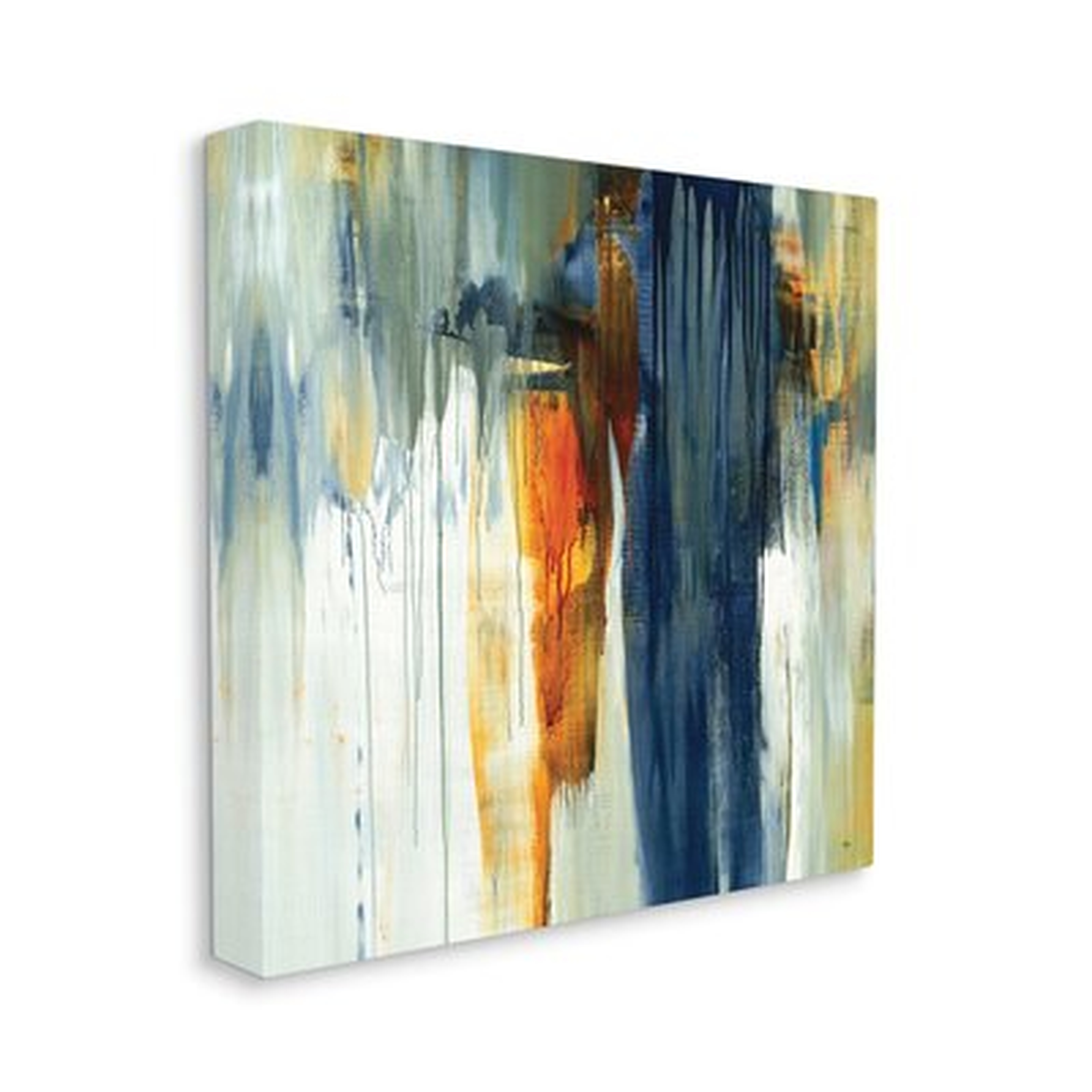 Cascading Blue Green Orange Paint Abstraction - Wayfair