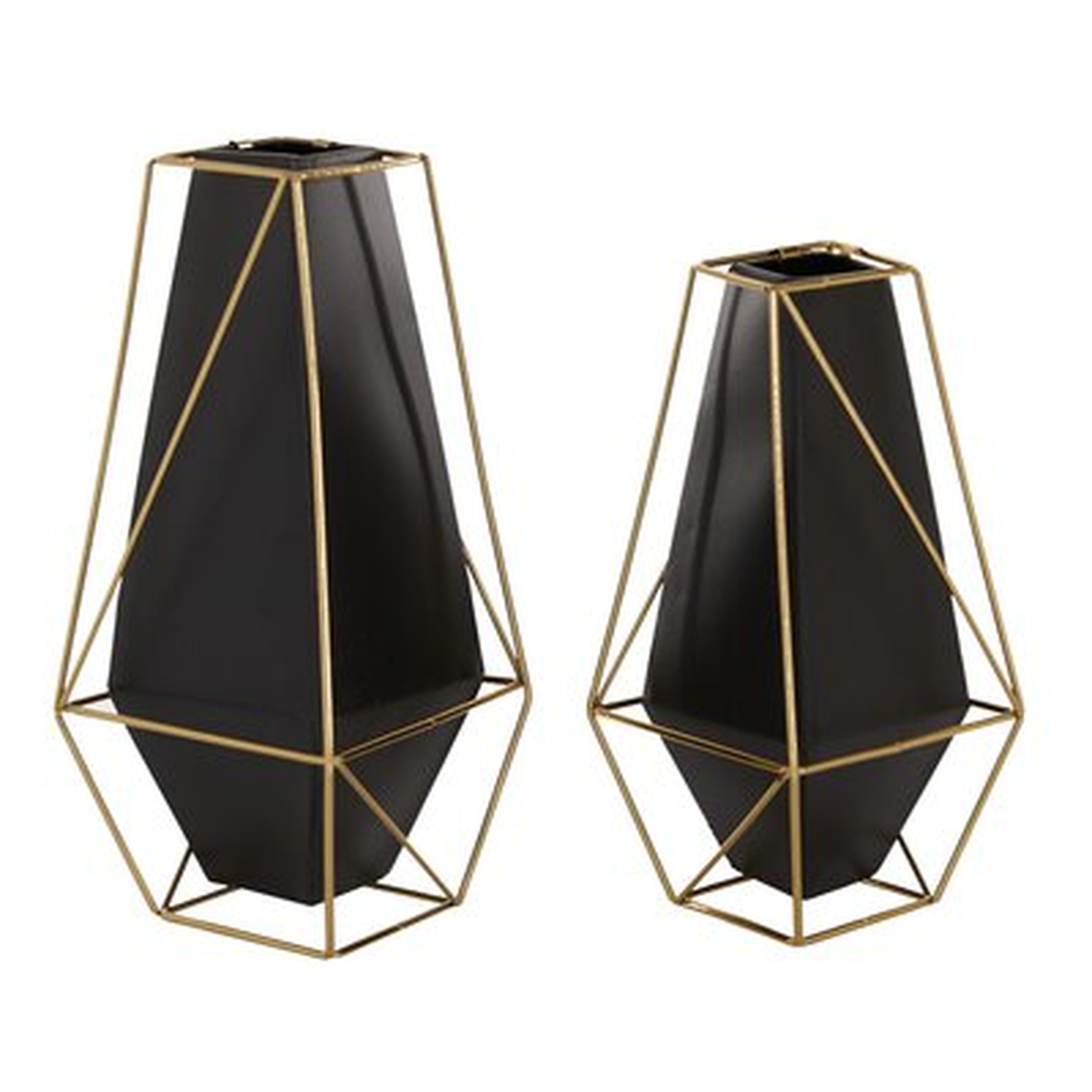 2 Piece Black Metal Table Vase Set - Wayfair