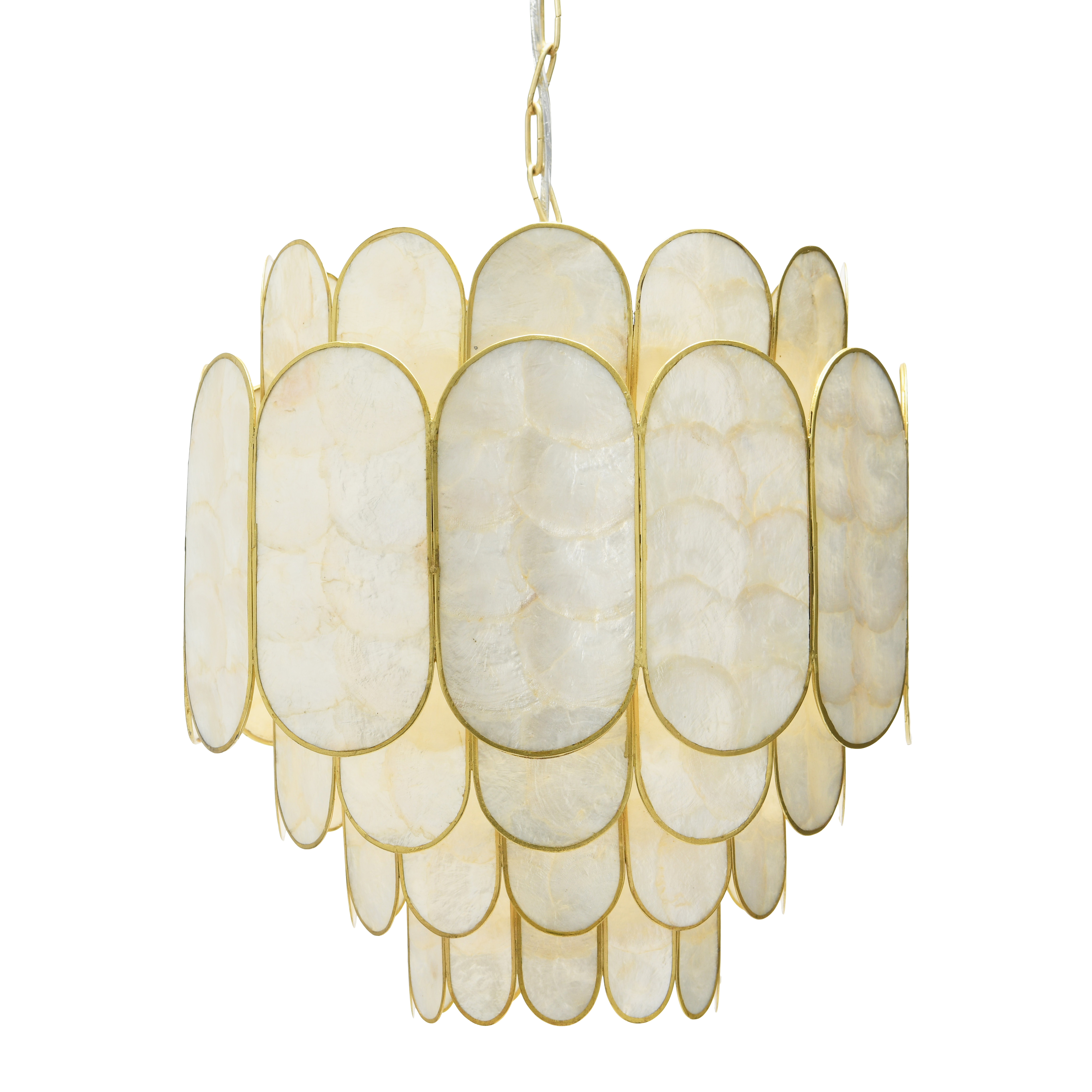 4-Tier Capiz and Metal Chandelier - Creative Co-Op