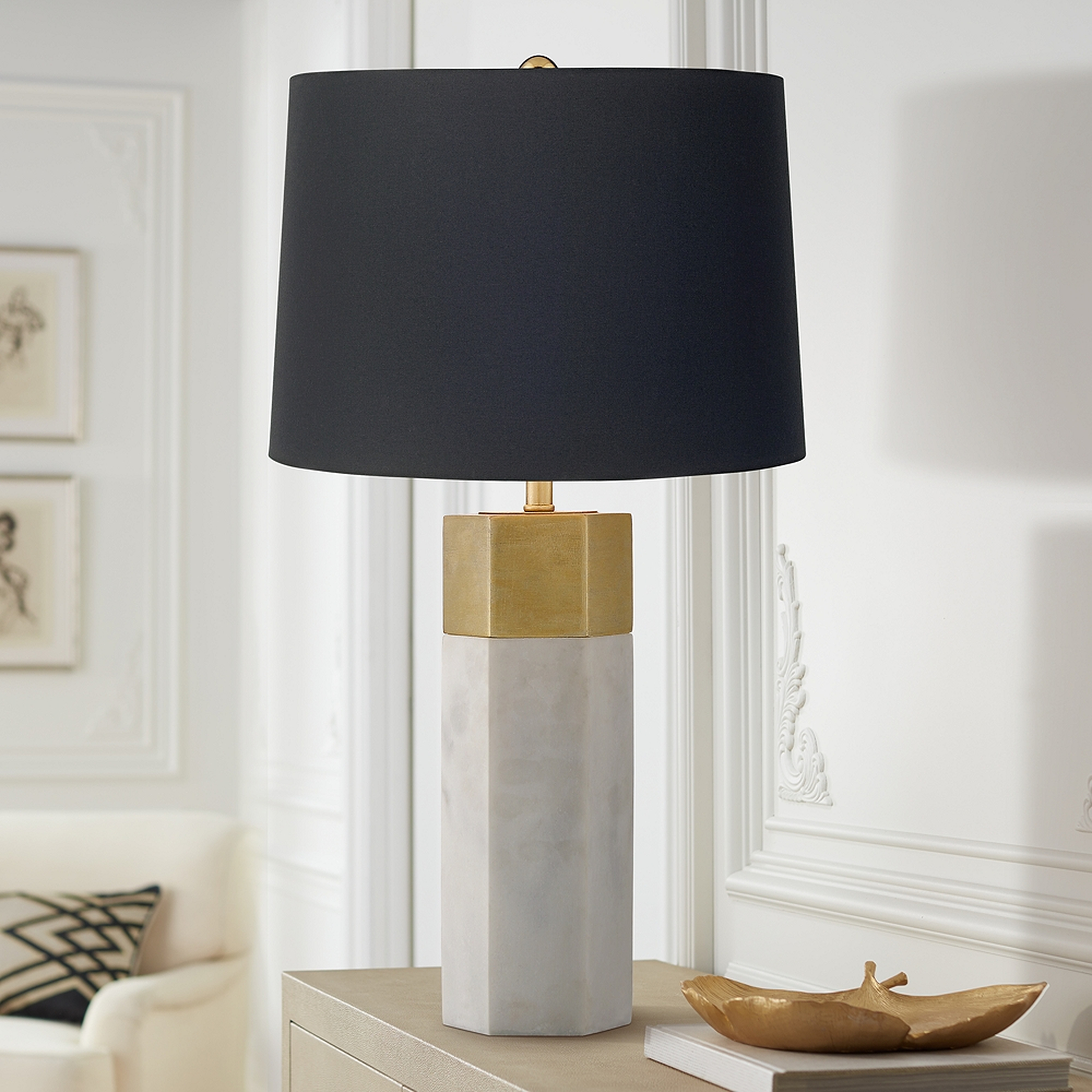 Possini Euro Leala Luxe Modern Table Lamp with Black Shade - Style # 91T61 - Lamps Plus