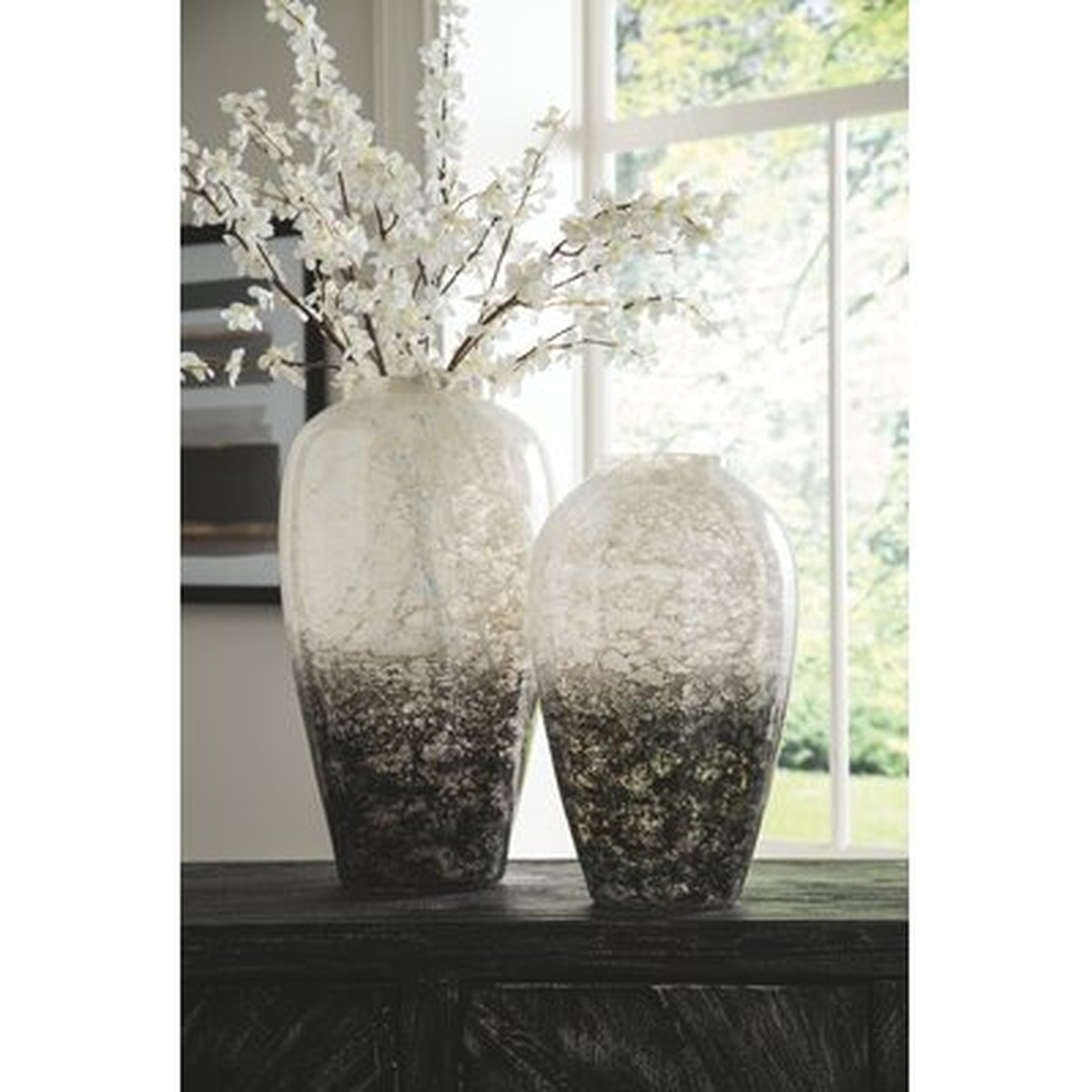 2 Piece Black/White Glass Table Vase Set - Wayfair