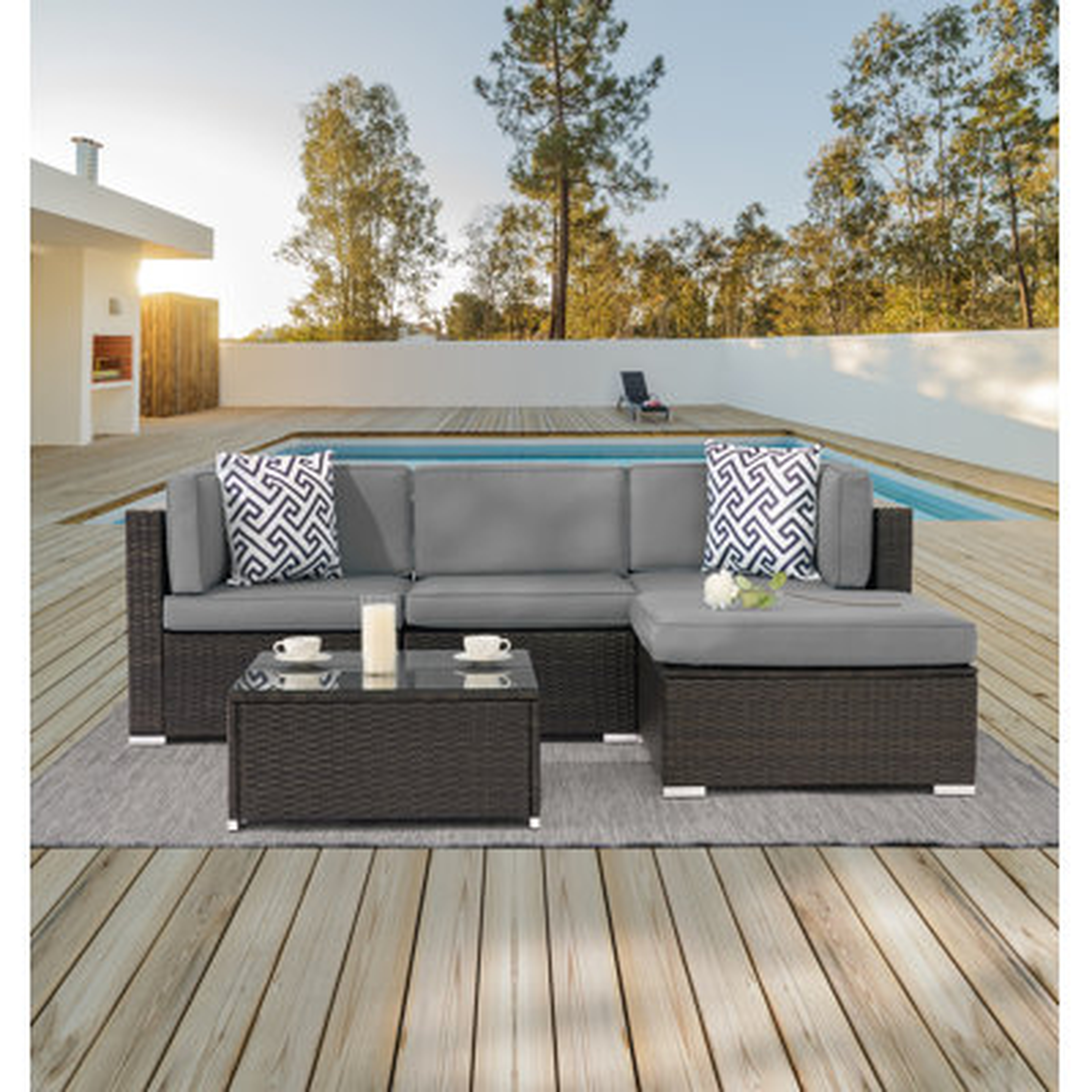 Outdoor 5 Pieces Furniture Sectional Set, PE Rattan Wicker Patio Outdoor Couch Set - Wayfair