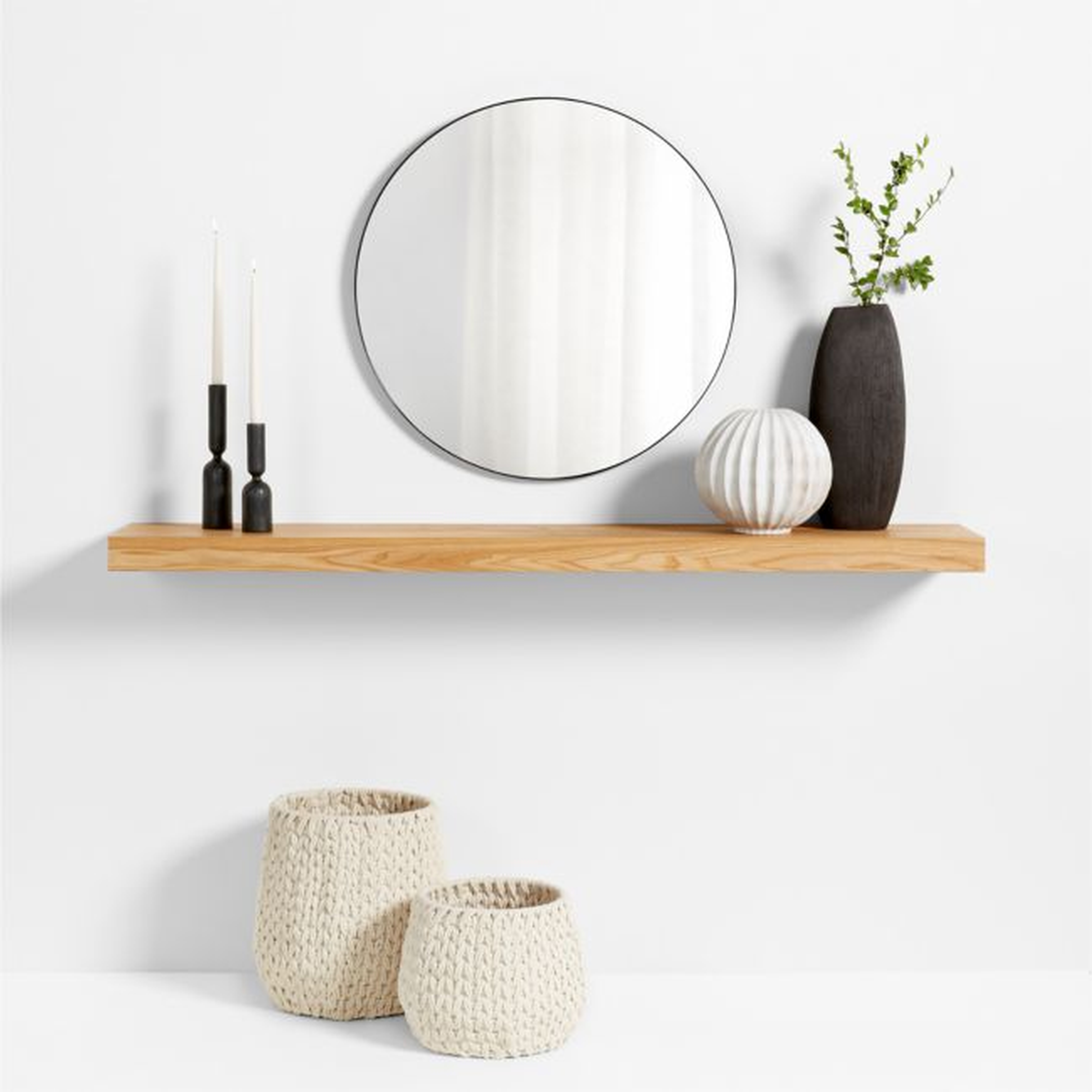 Natural Elm Wood Floating Shelf 66" (Back orderd until March 2025) - Crate and Barrel