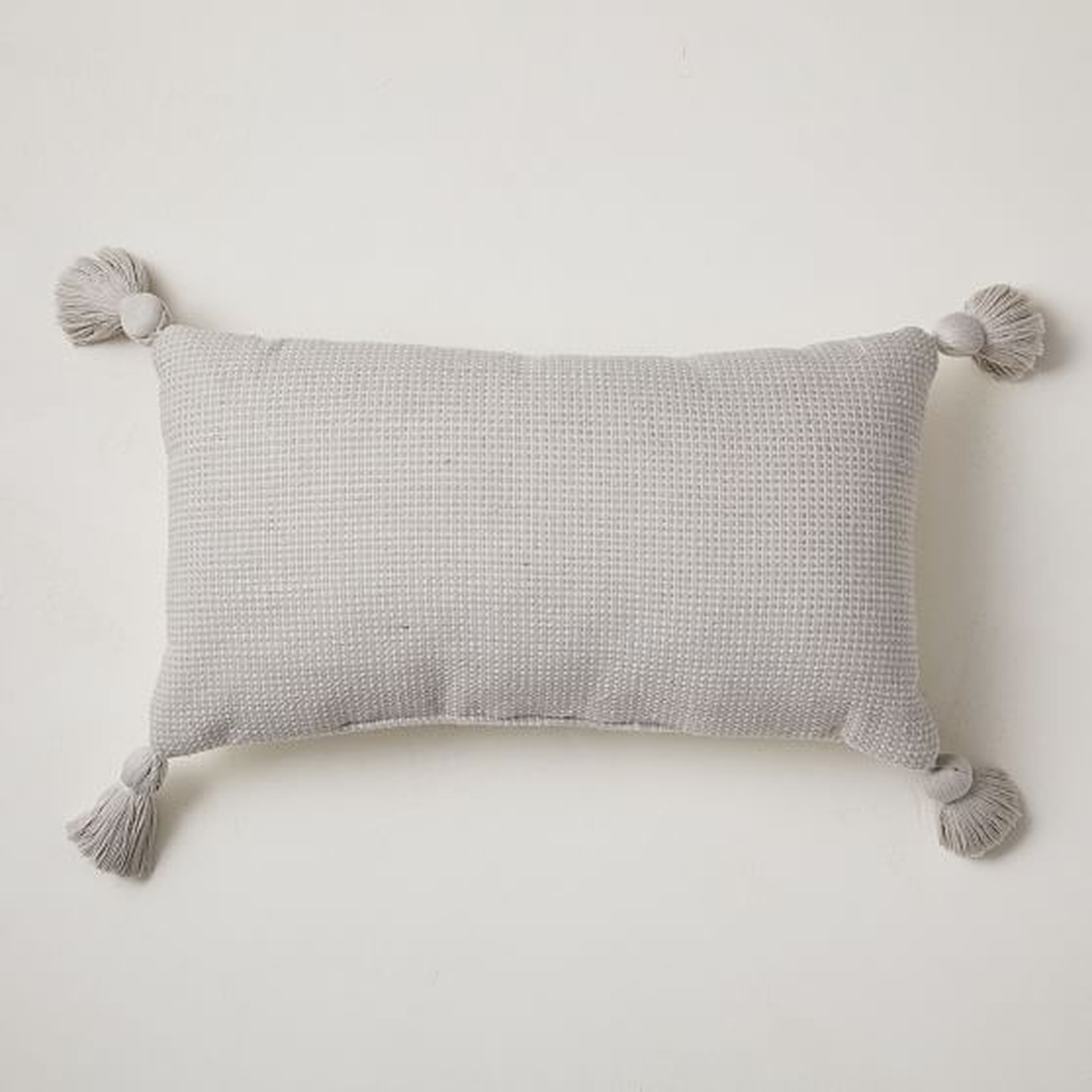 Textured Solid Tassel Pillow, 12"x21", Frost Gray - West Elm