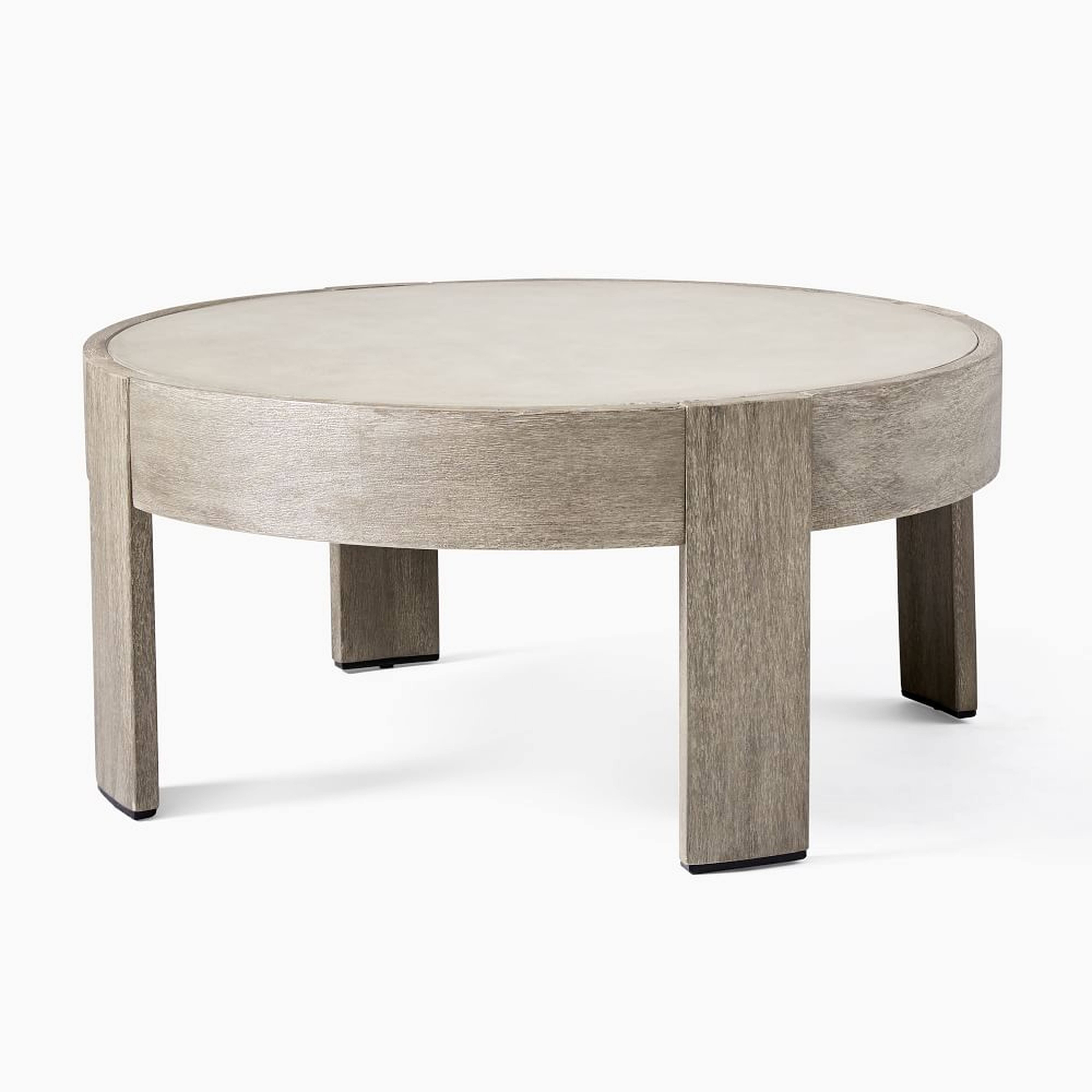 Portside Outdoor 34 in Round Coffee Table, Weathered Gray - West Elm