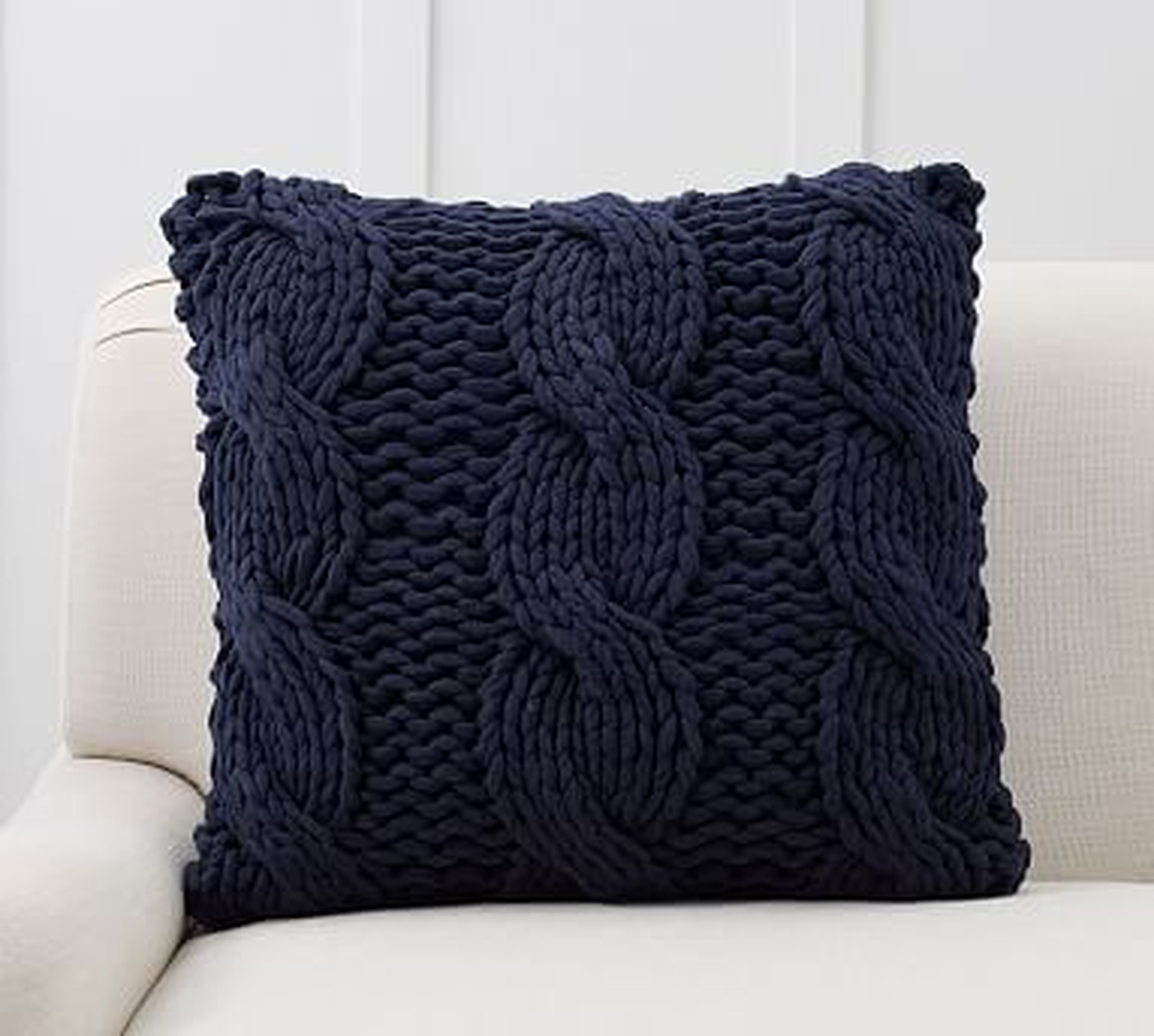Colossal Handknit Pillow Cover, 24", Navy - Pottery Barn