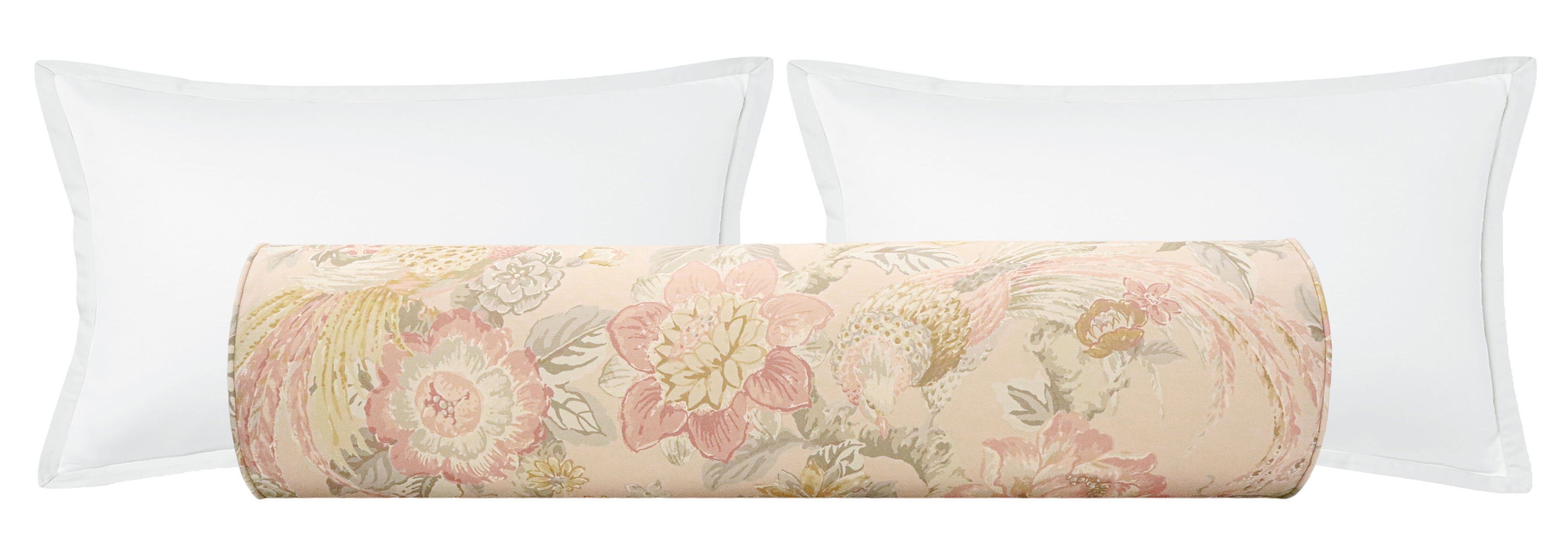 The Bolster :: Floral Aviary Print // Blush - KING // 9" X 48" - Little Design Company
