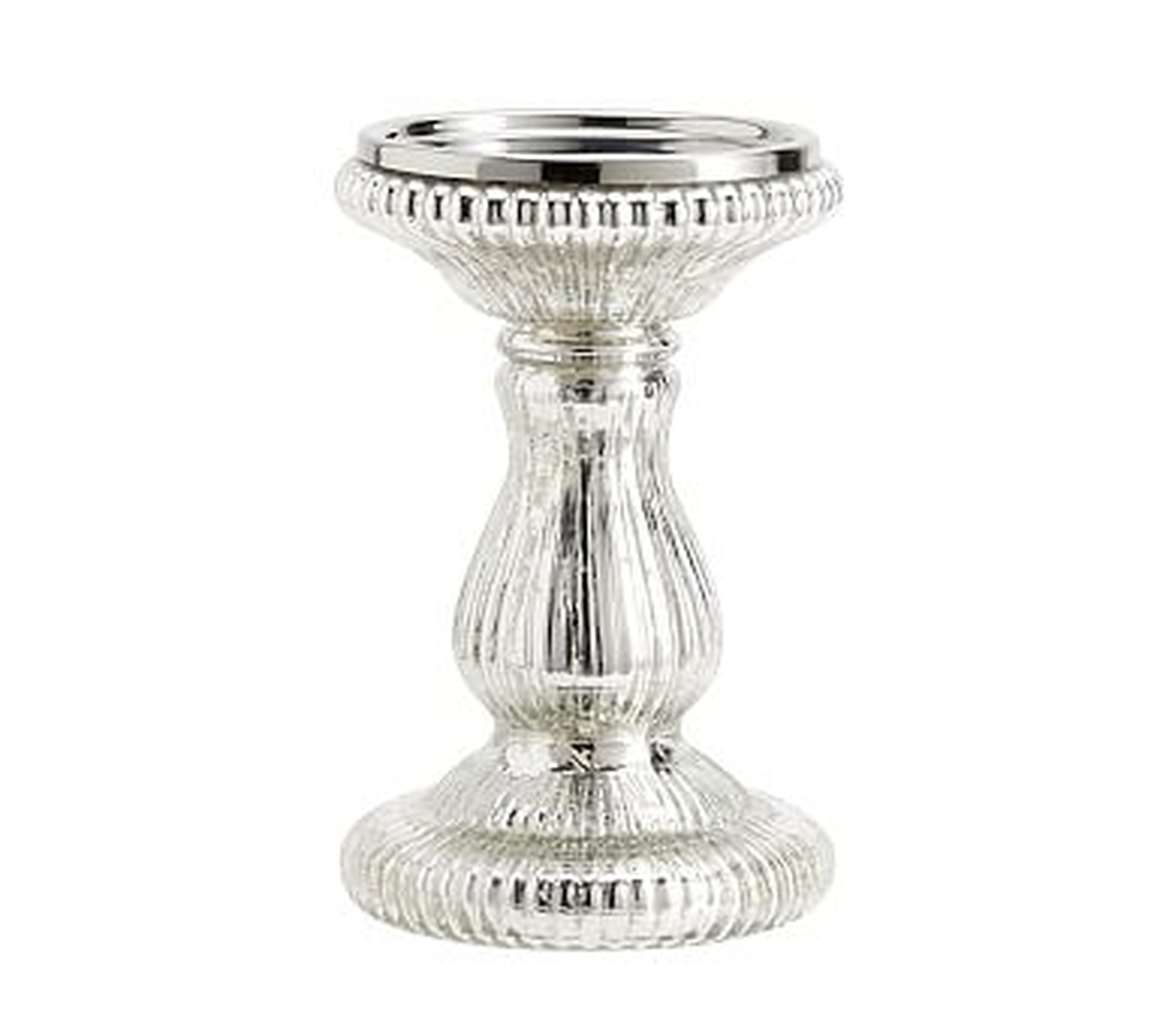 Antique Mercury Glass Candle Holders, Silver, Medium Pillar - Pottery Barn