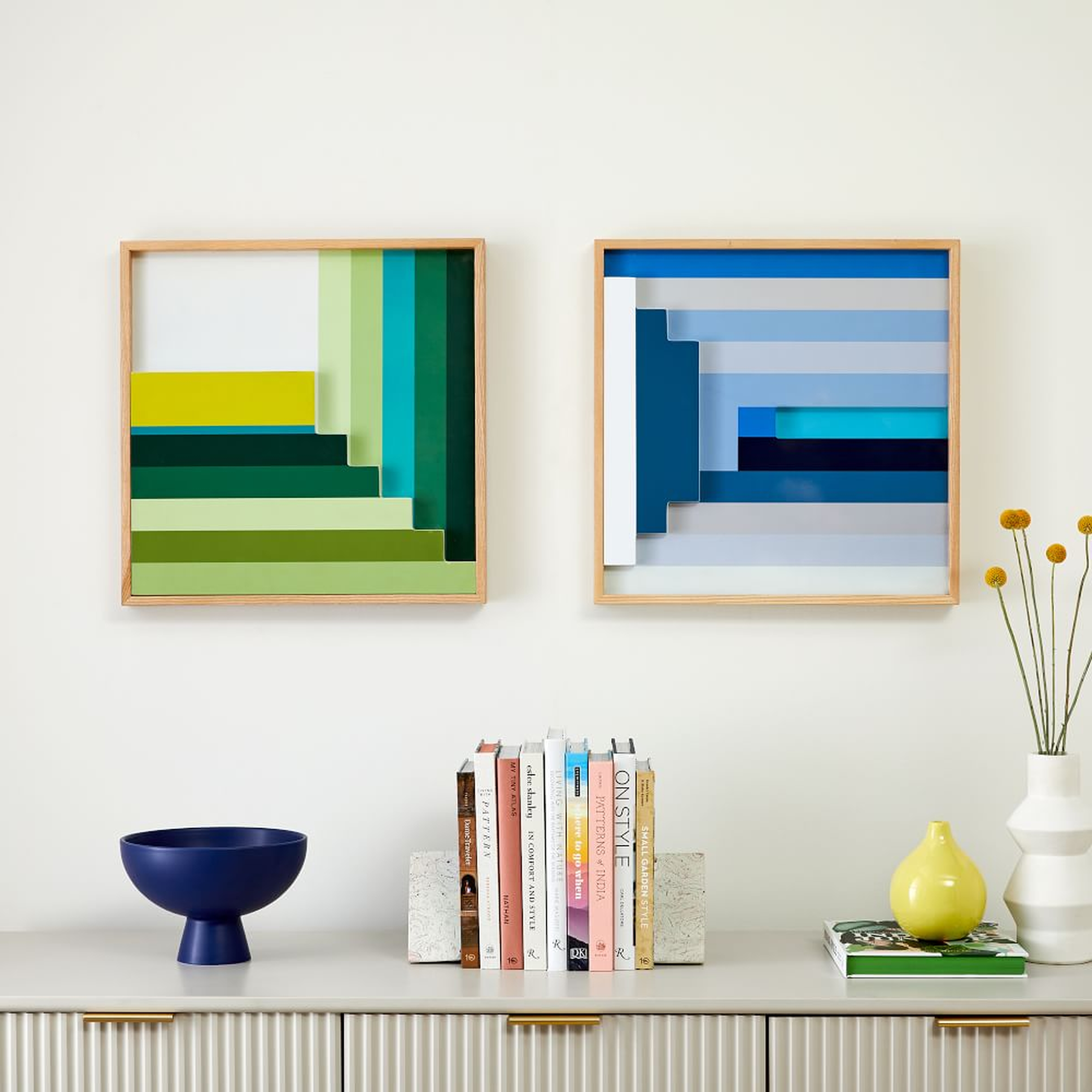 Margo Selby Colorblock Lacquer Square Wall Art, Green & Teal - West Elm