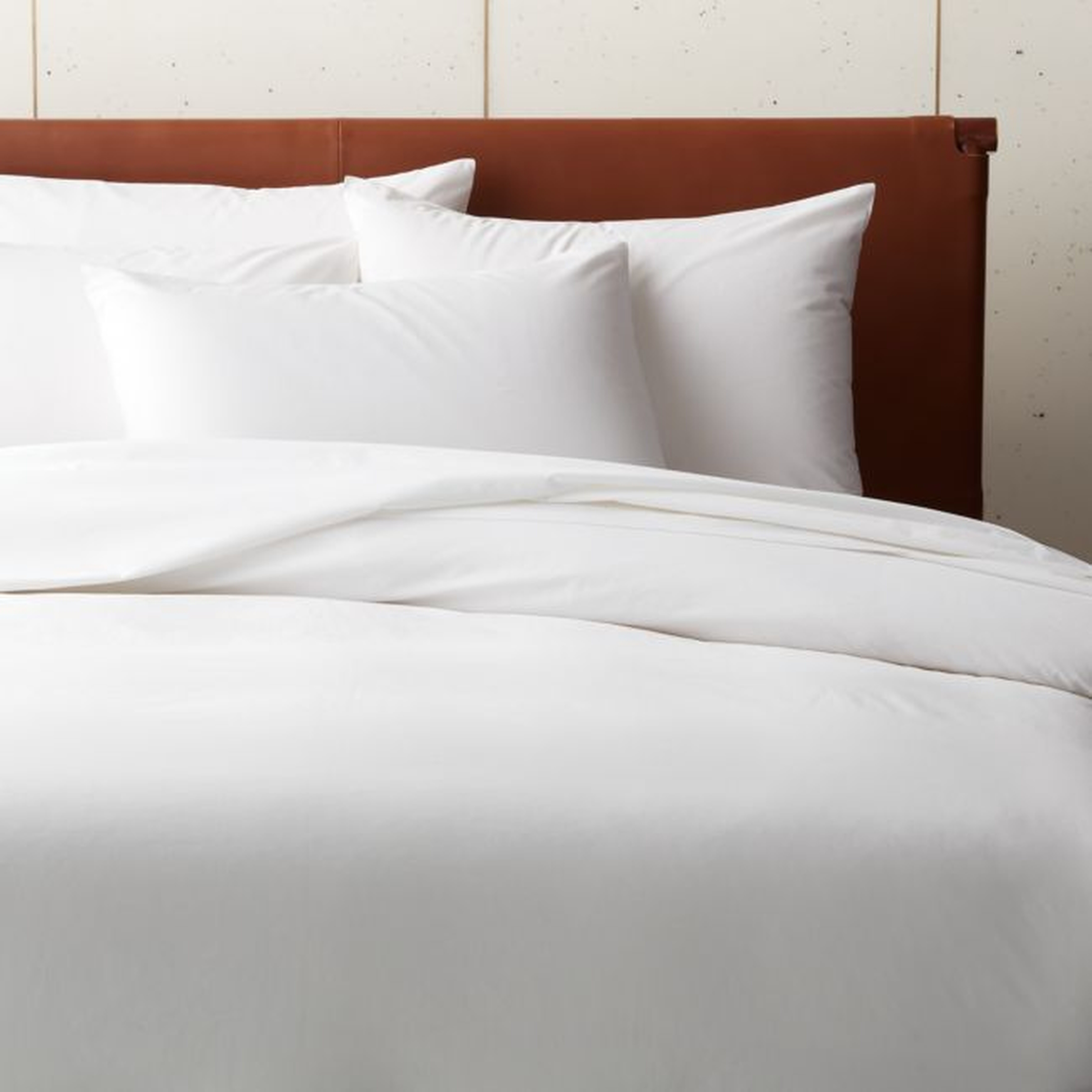 Cotton Percale 400 Thread Count White King Duvet Cover - CB2