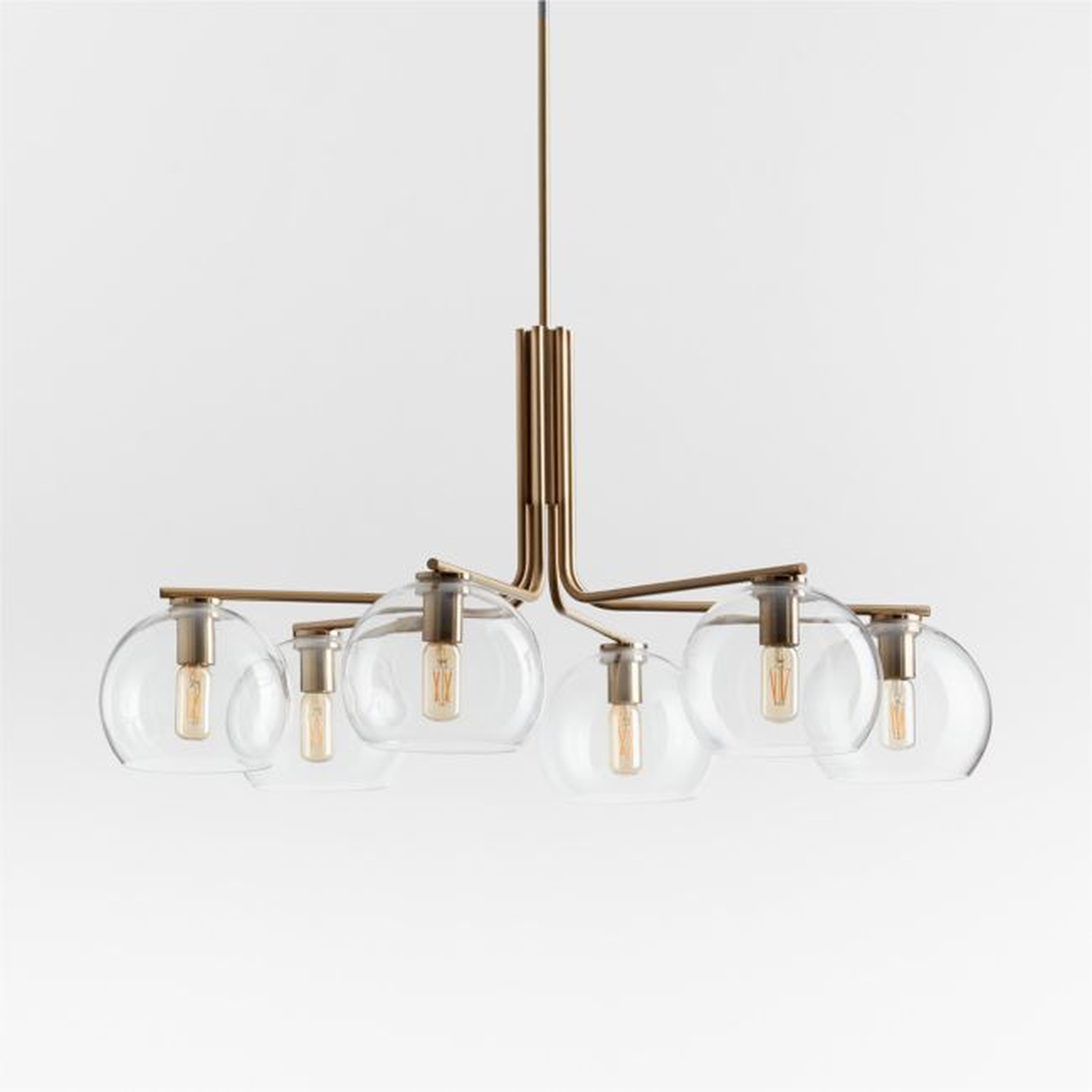 Arren Brass Chandelier Light with Round Clear Glass Shades - Crate and Barrel