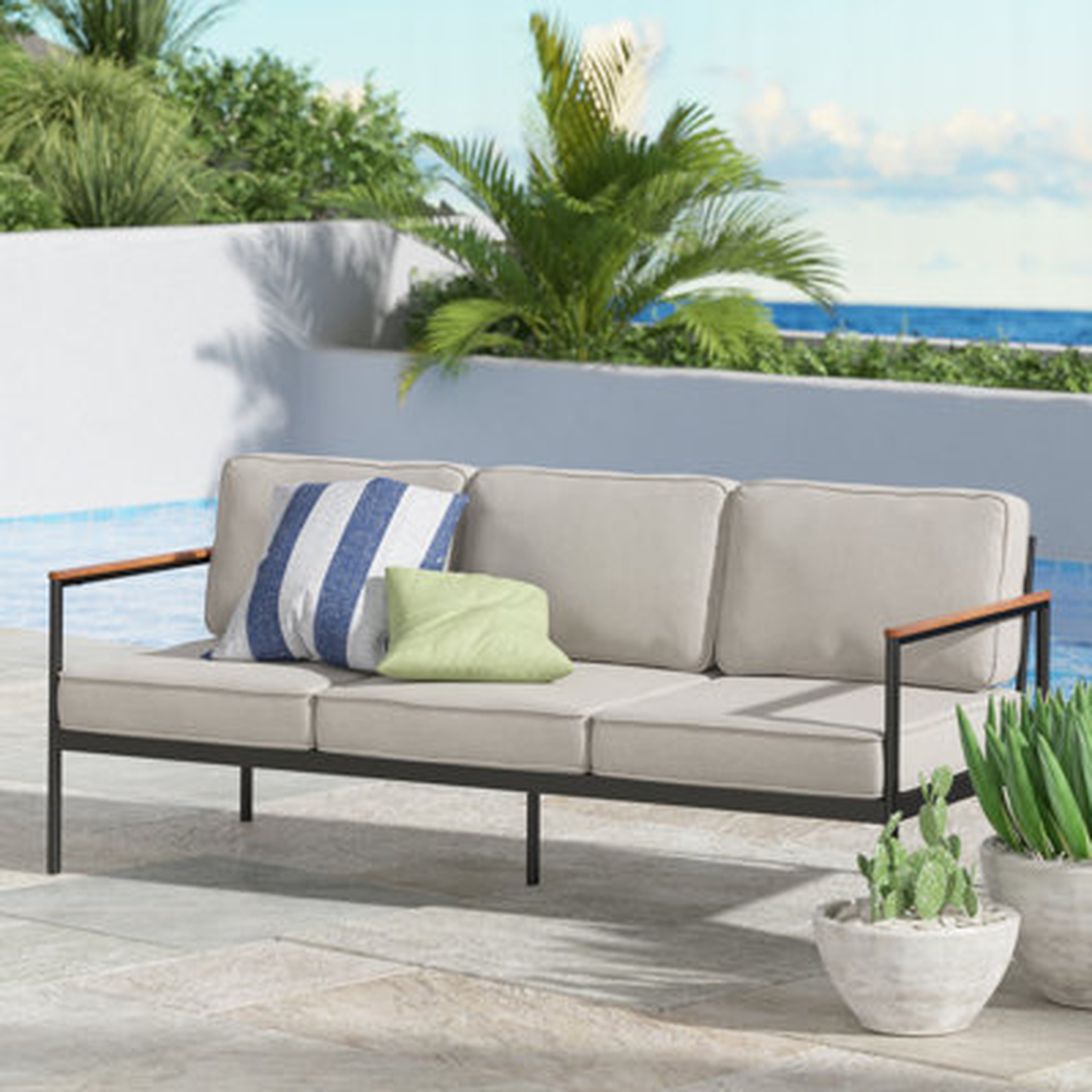 Savanah 74.45" Wide Outdoor Patio Sofa with Cushions - Wayfair