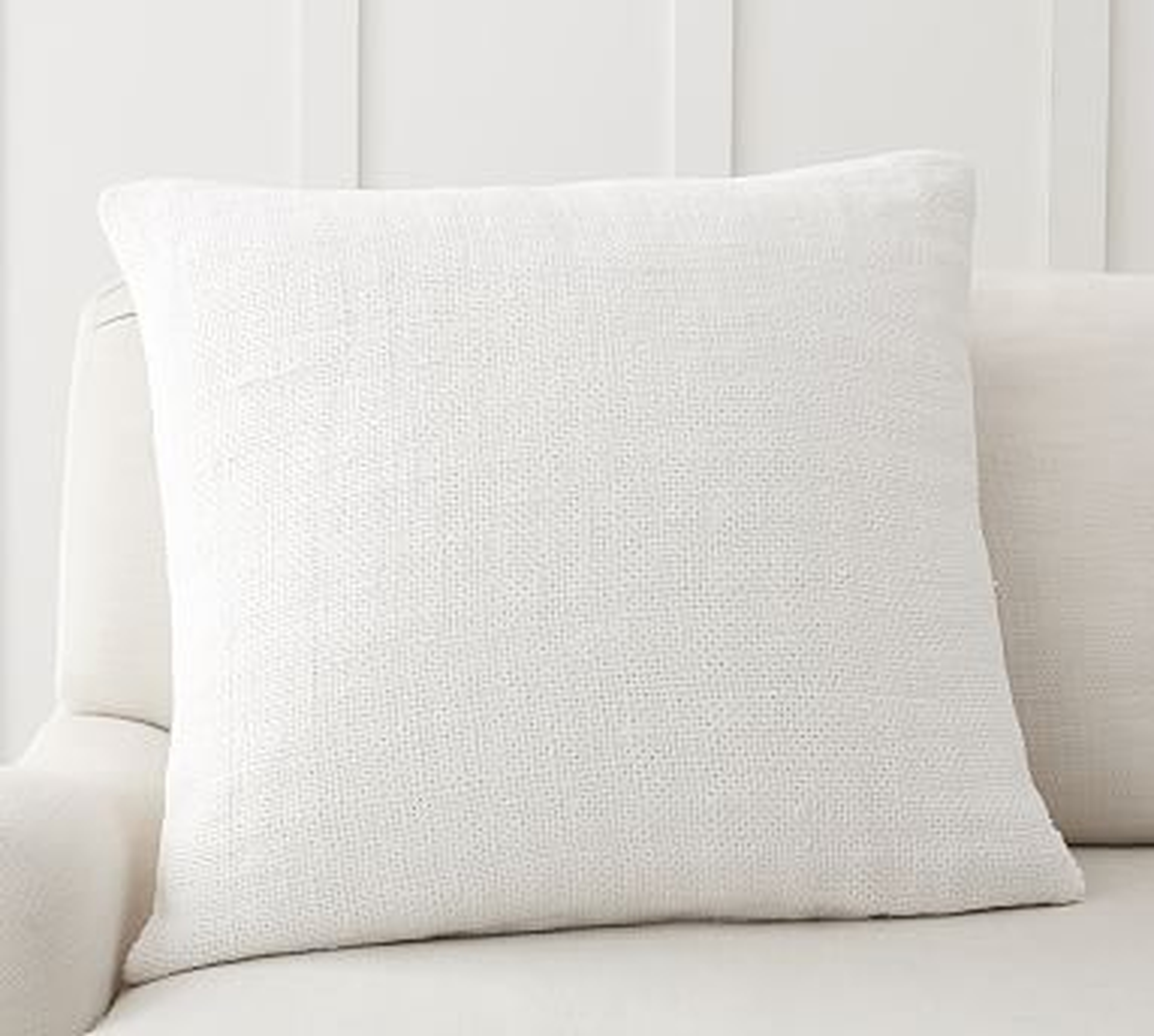 Faye Textured Linen Pillow Cover, 24 x 24", White - Pottery Barn