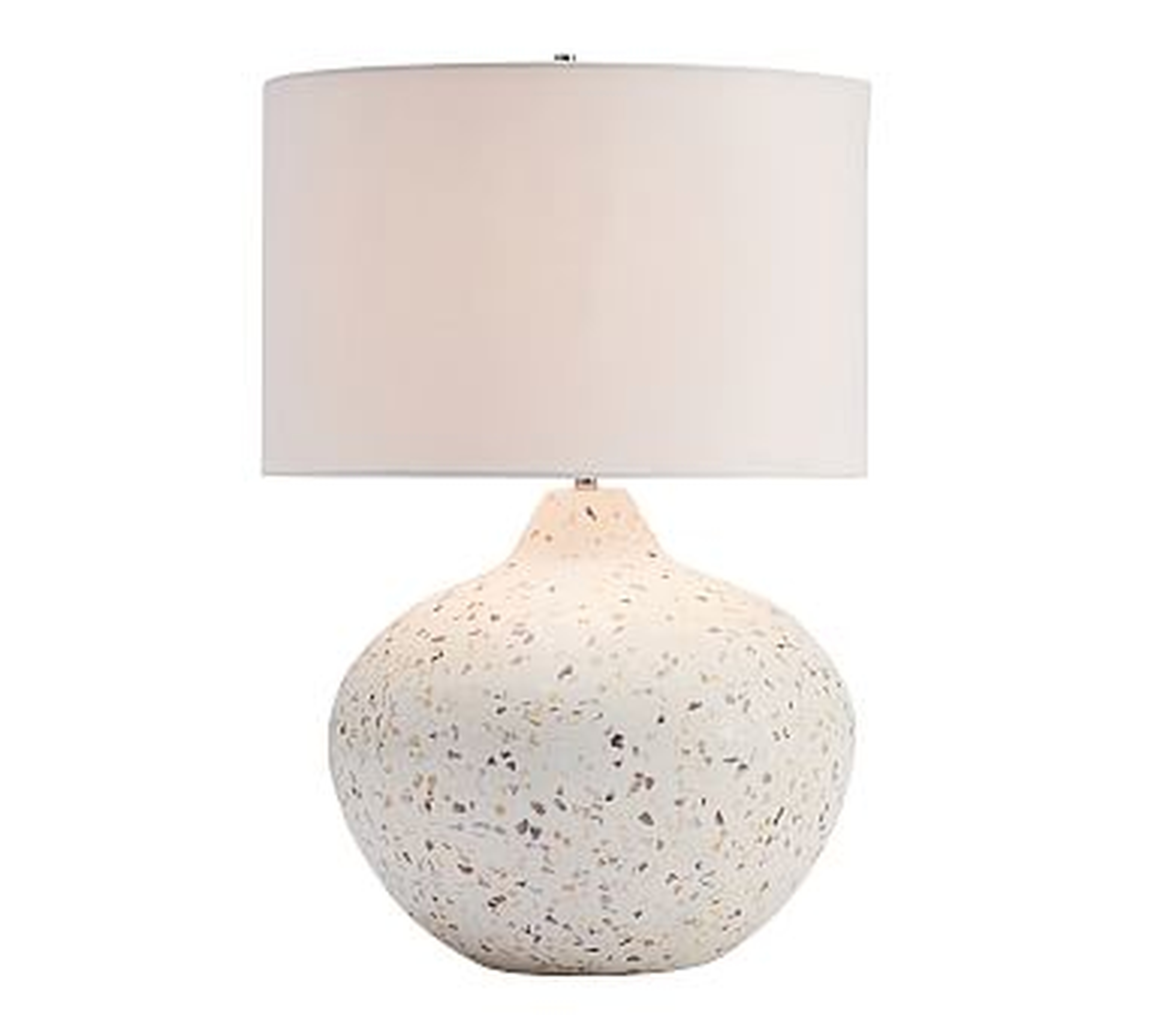 Capri Terrazzo Round Table Lamp with Extra Large Straight Sided Gallery Shade, White - Pottery Barn