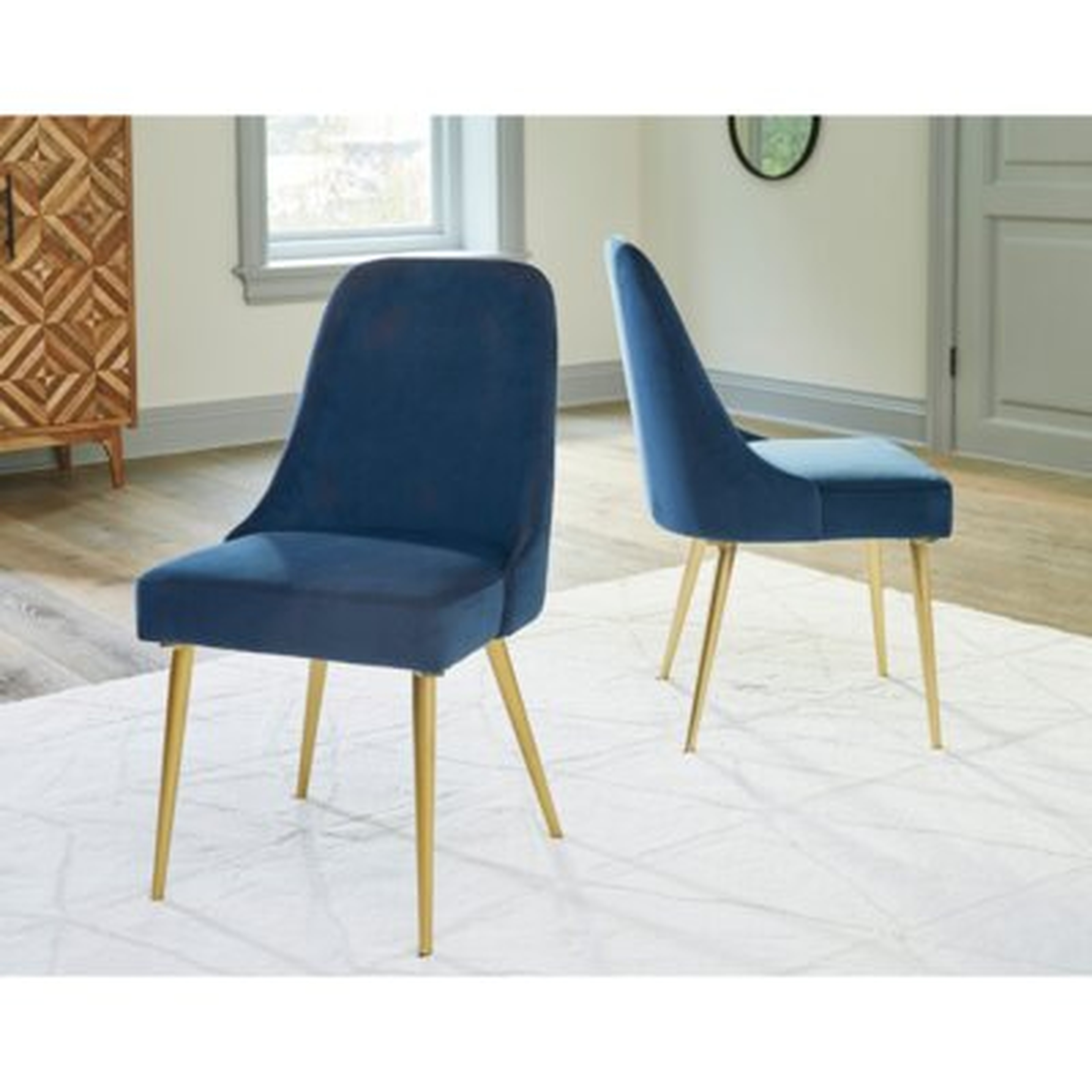 Upholstered Dining Chair in Blue (Set of 2) - Wayfair