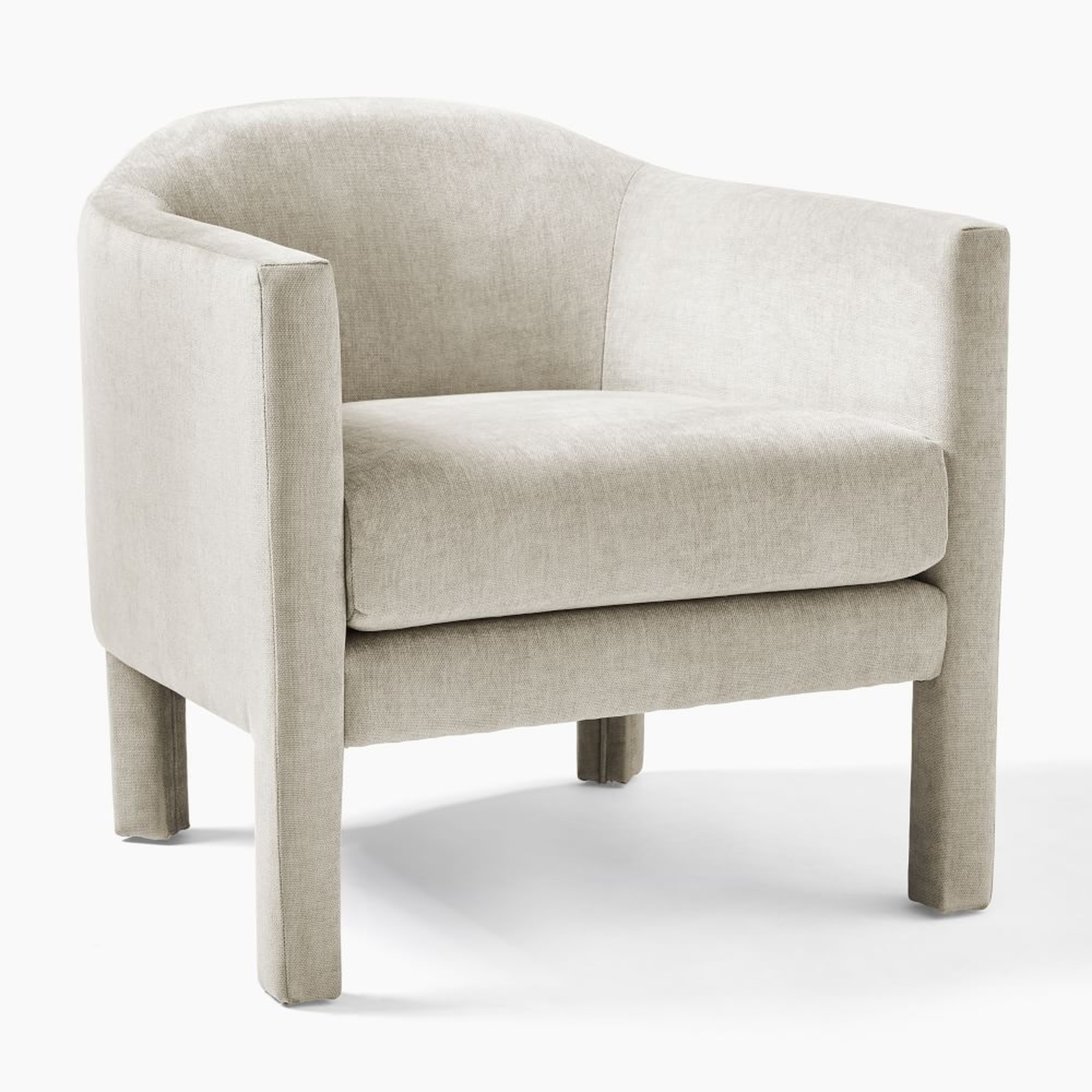 Isabella Fully Upholstered Chair, Poly, Distressed Velvet, Dune, N/A - West Elm