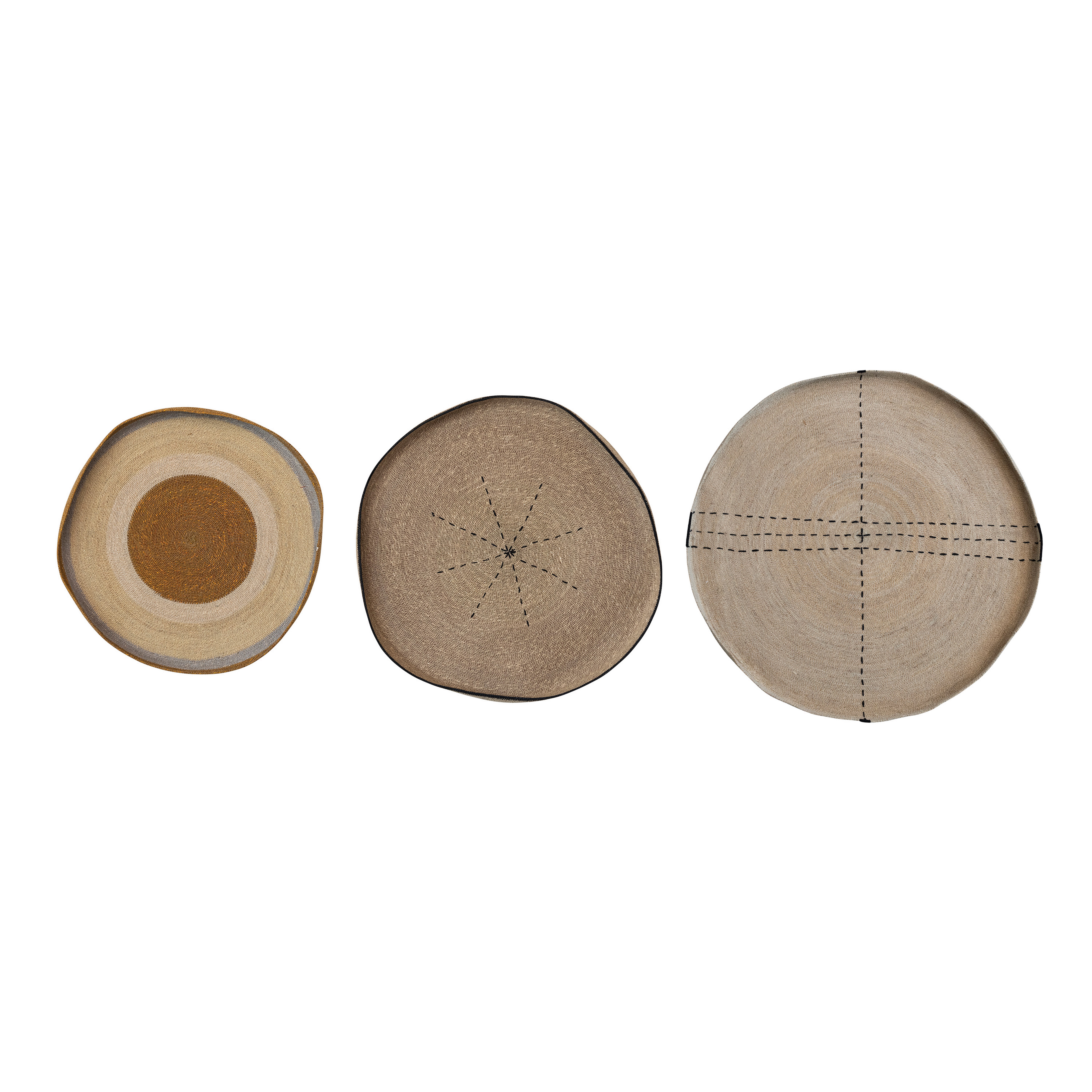 Round Woven Seagrass Wall Baskets, Multicolor, Set of 3 - Creative Co-Op