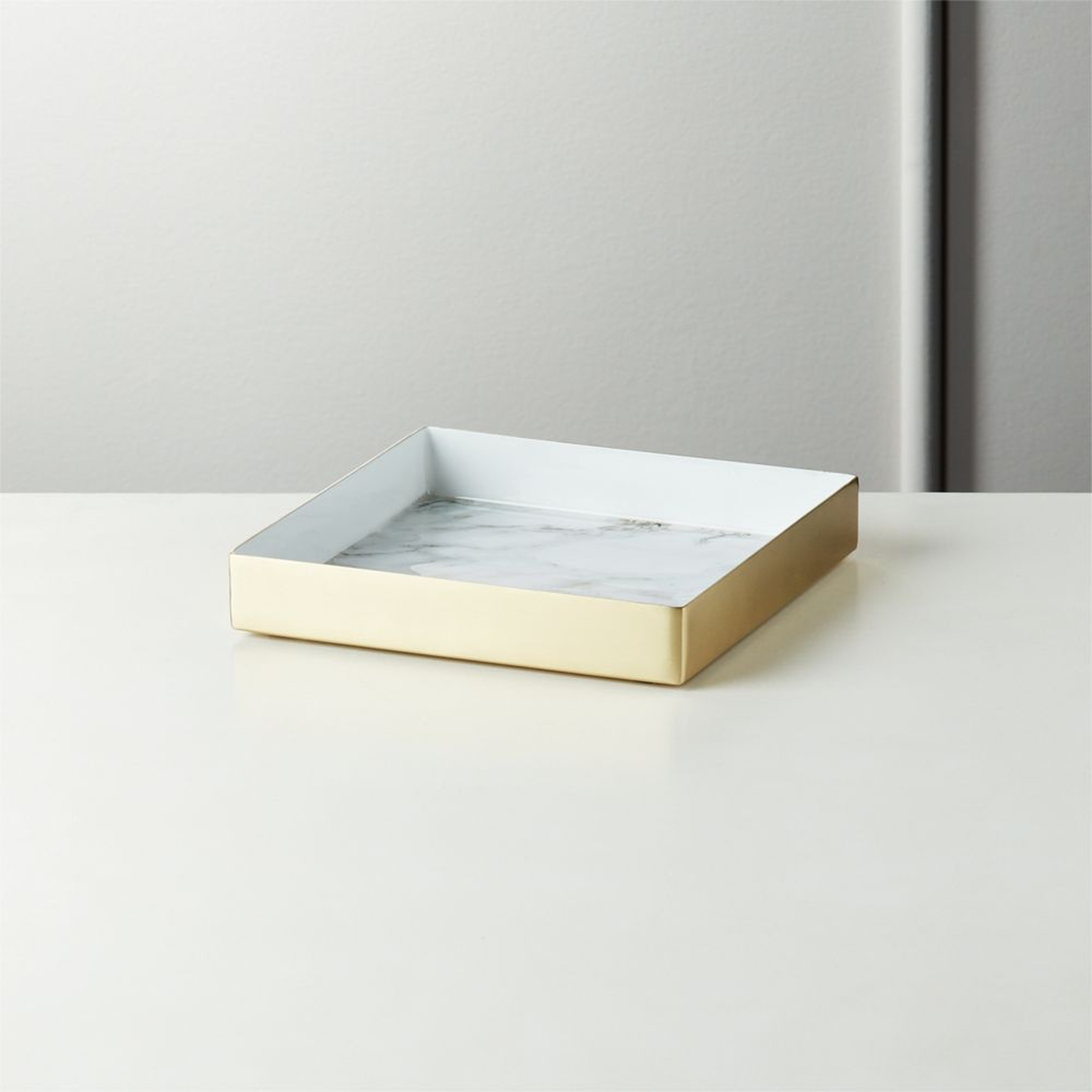Active Small White Marble Tray - CB2