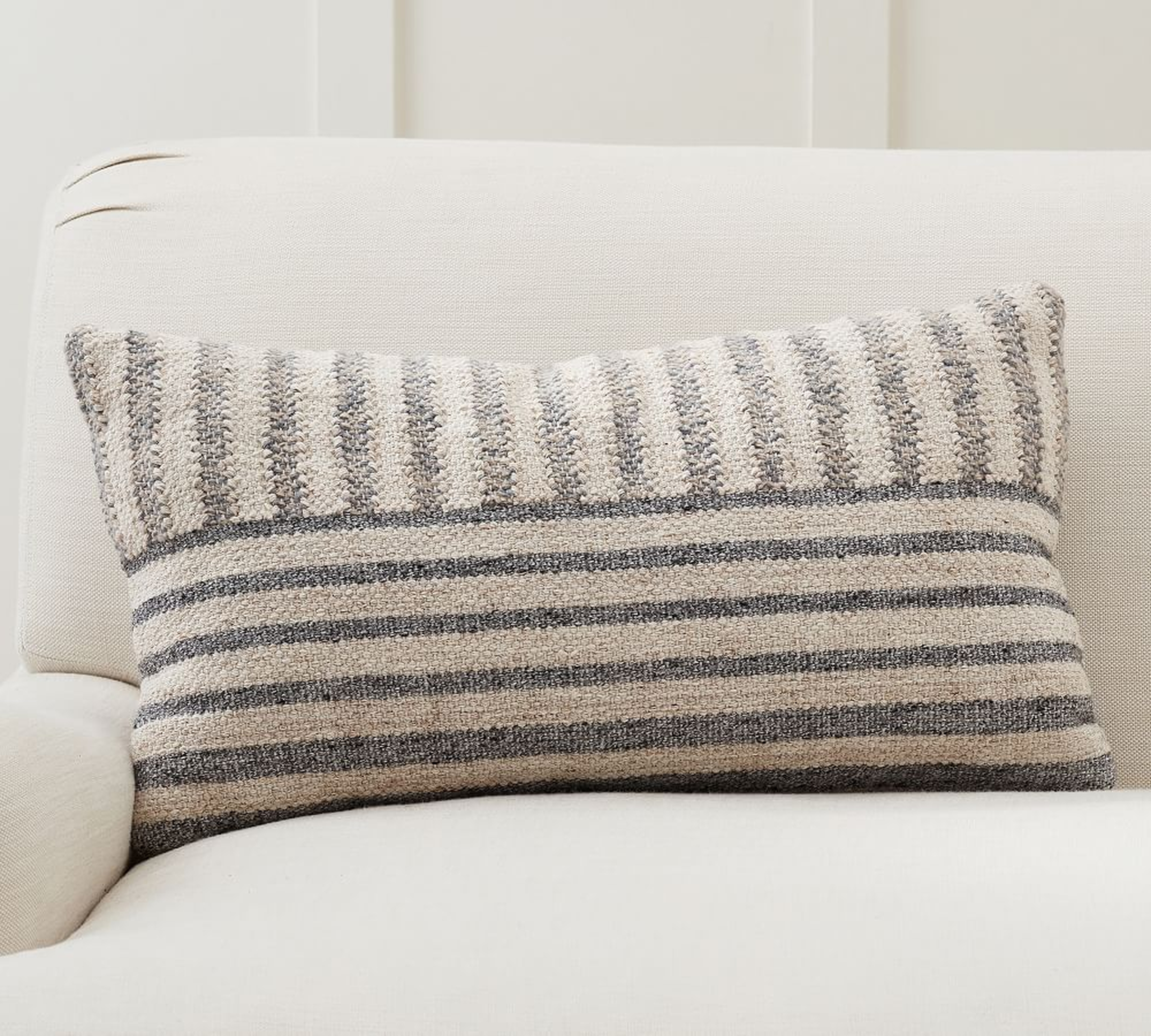 Liam Eco-Friendly Indoor/Outdoor Pillow, 16 x 26", Gray - Pottery Barn