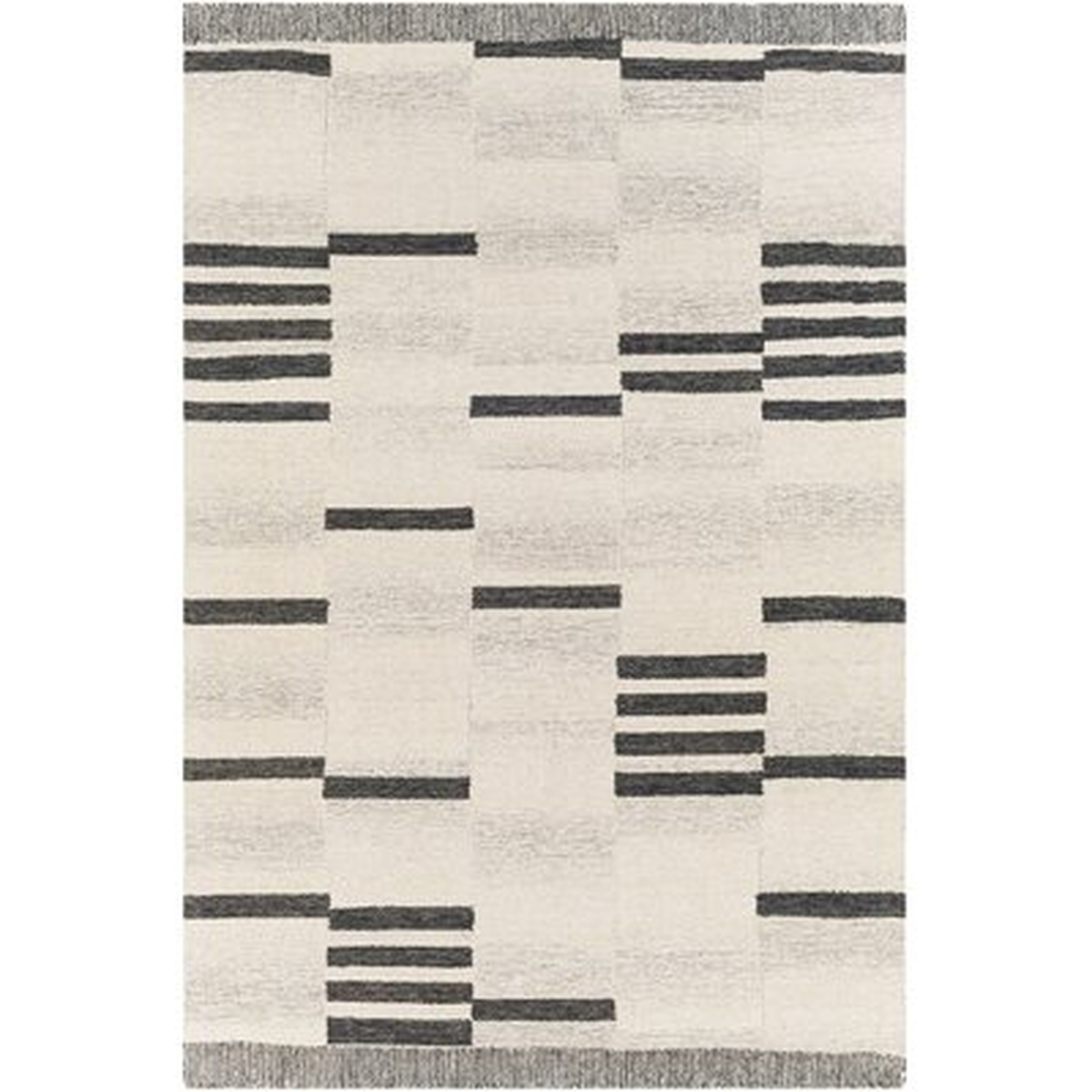 Uptown Striped Handmade Tufted Wool Cream/Black Area Rug - AllModern