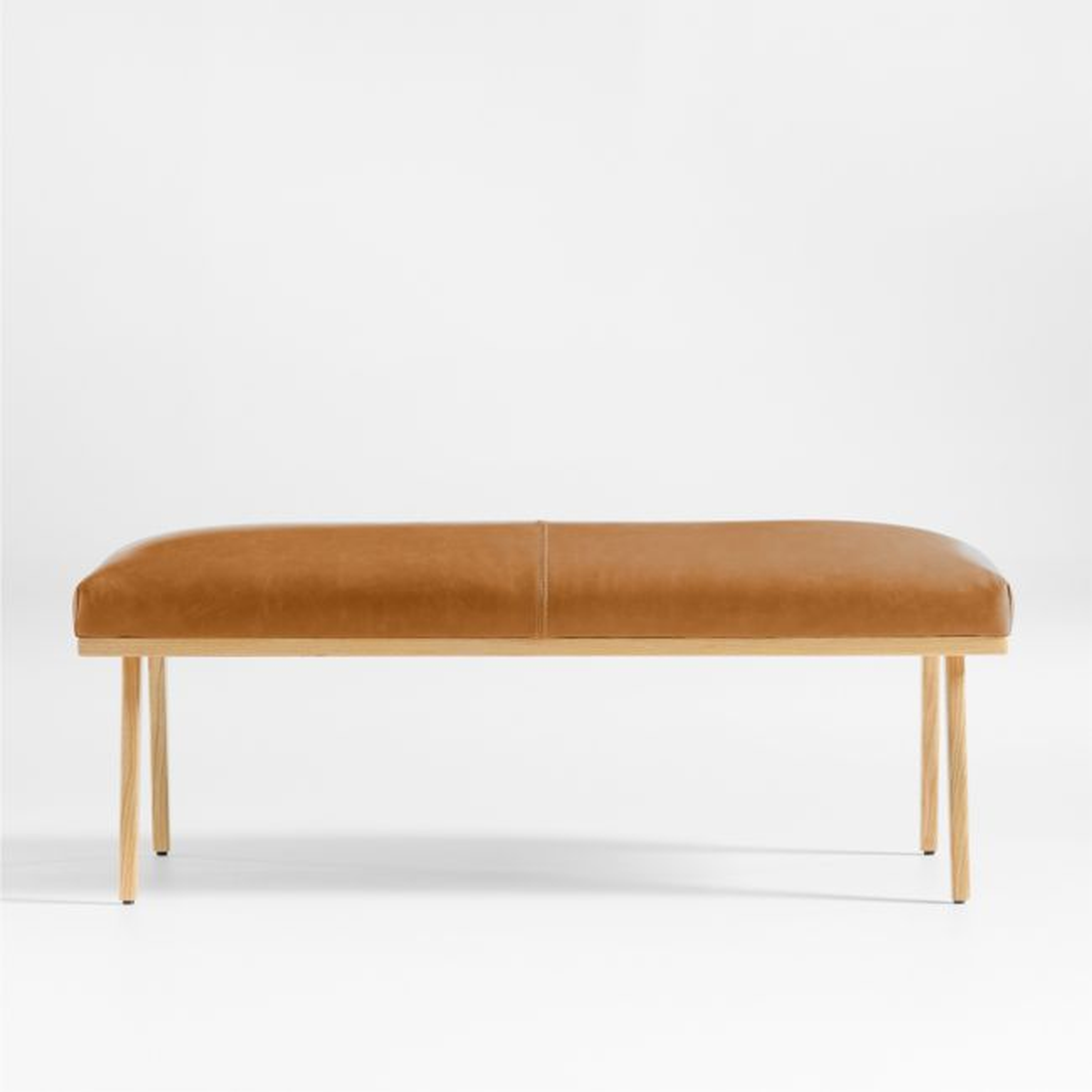 Cavett Ash Wood Leather Bench - Crate and Barrel