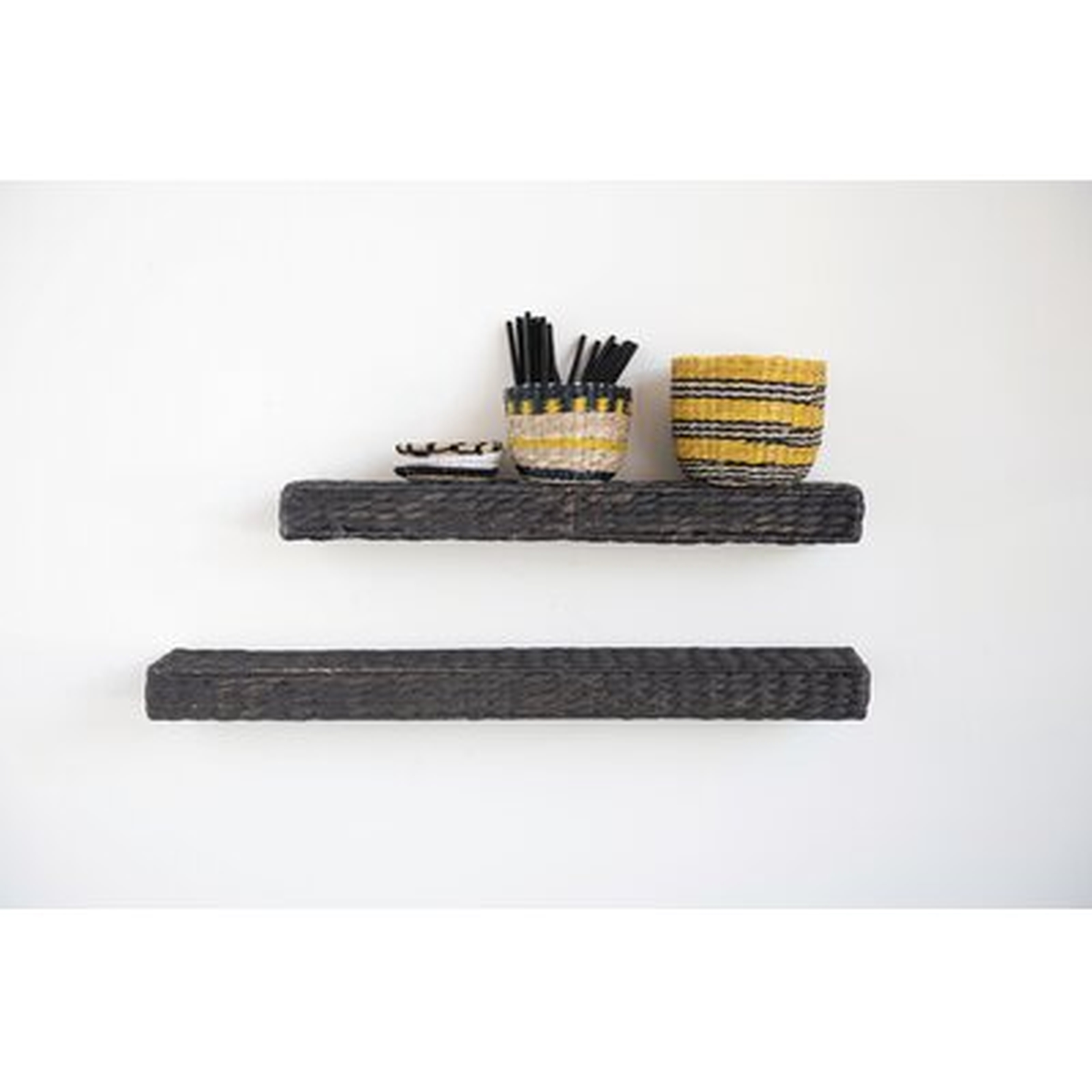 Darrius Handwoven Water Hyacinth 2 Piece Wall Shelf Set - Wayfair