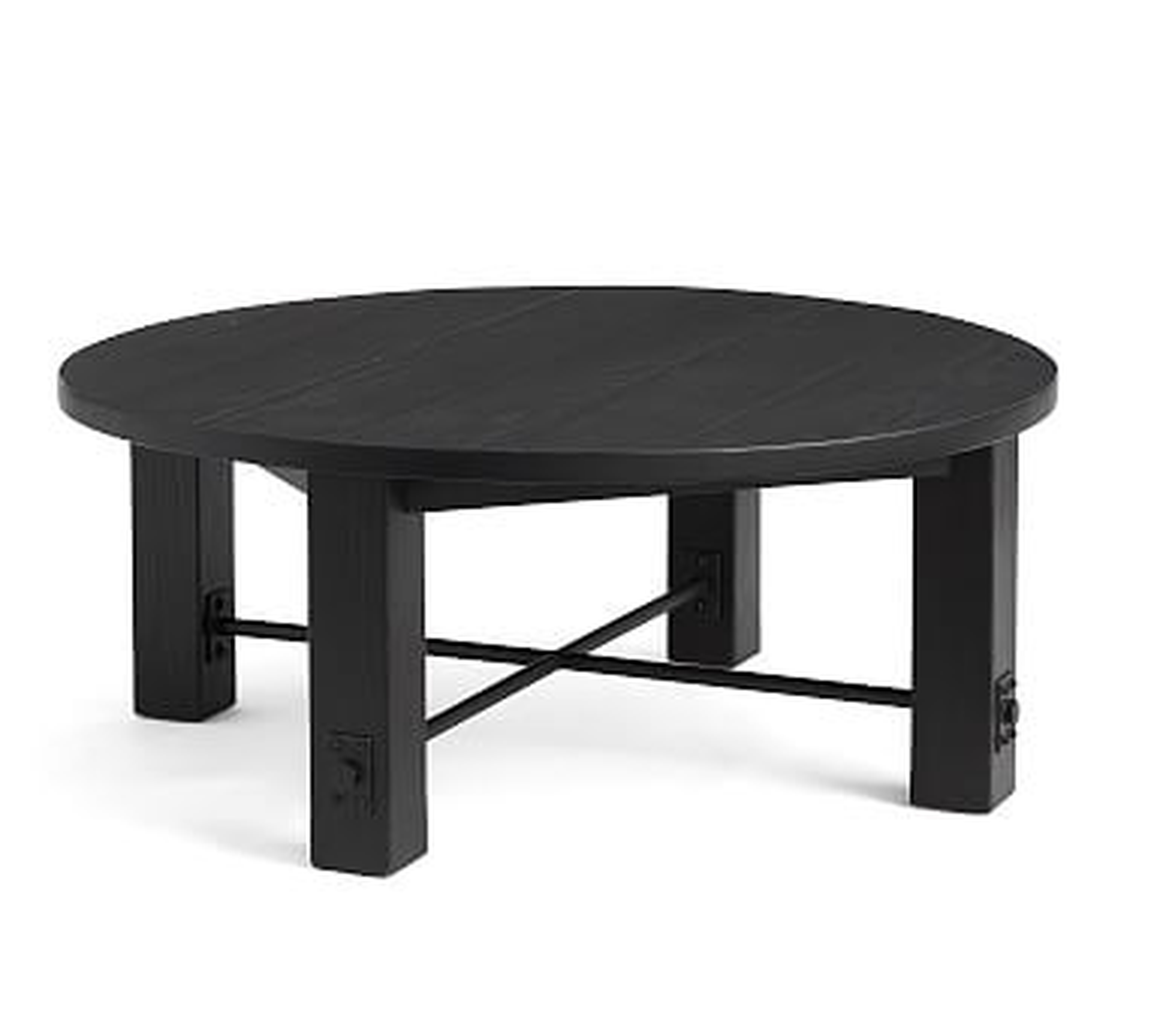 Benchwright Round Coffee Table, Blackened Oak, 42"L - Pottery Barn