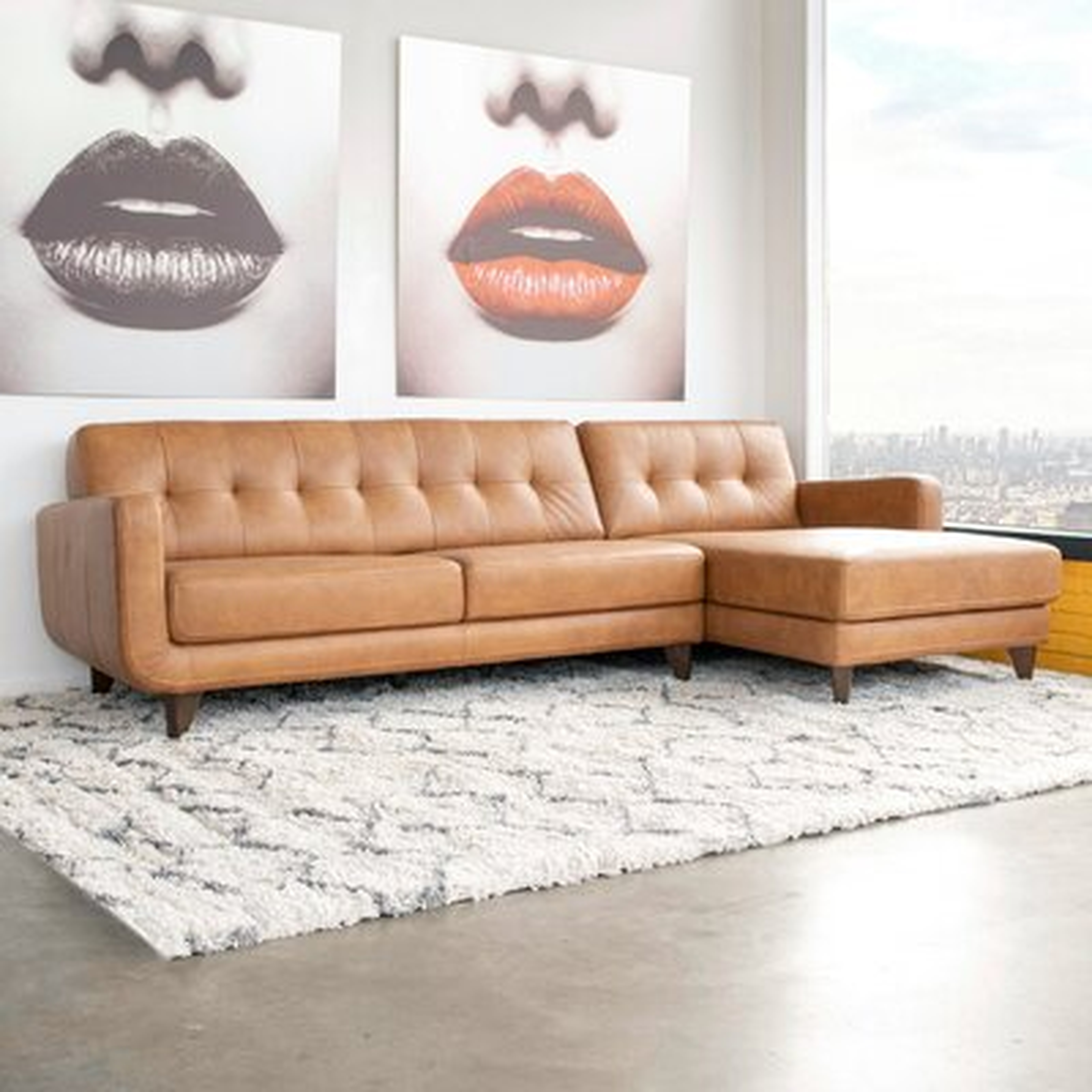 Elva 111.5" Wide Genuine Leather Sofa & Chaise - Wayfair