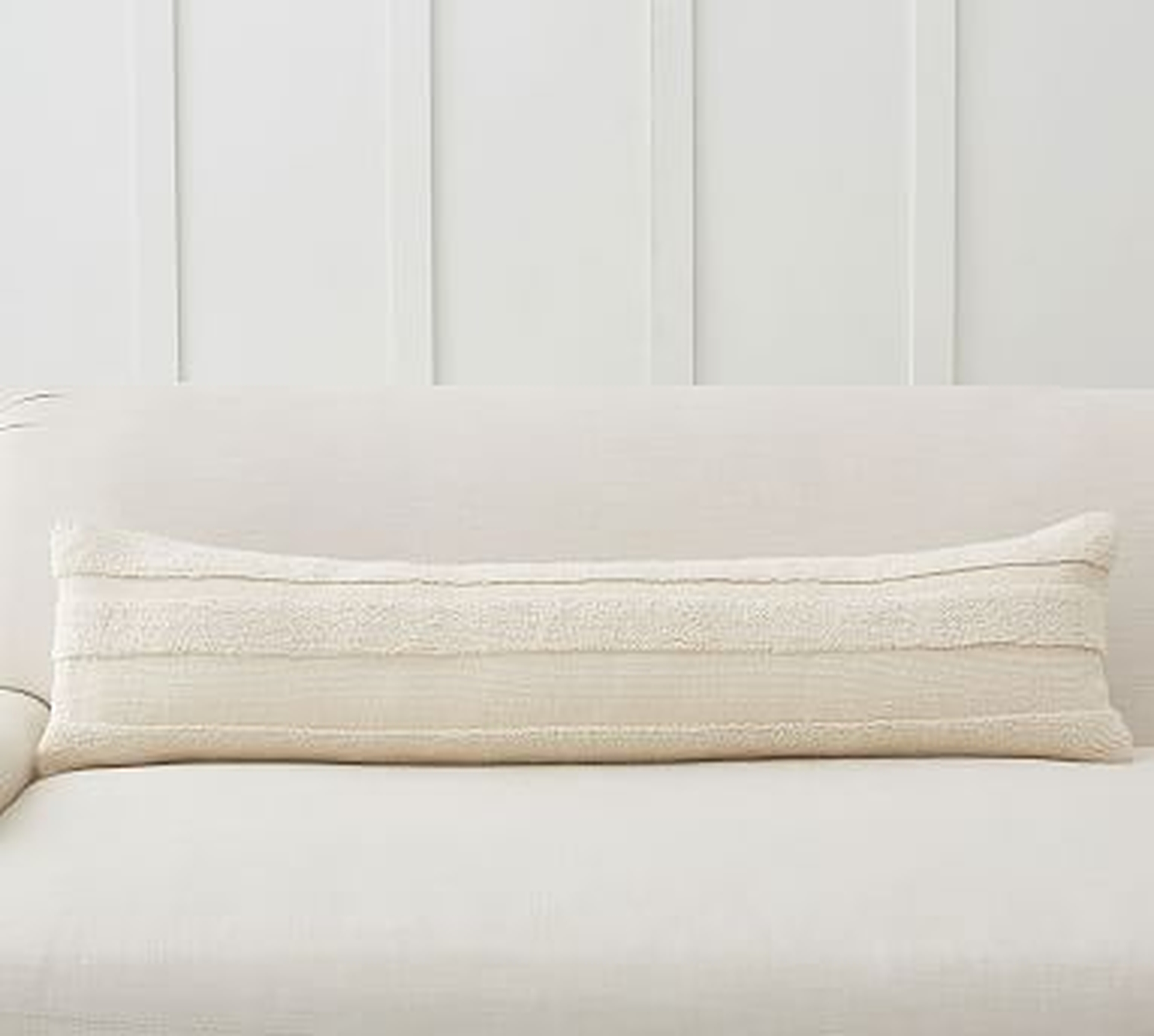 Layla Textured Lumbar Pillow Cover, 12 x 48", Ivory Multi - Pottery Barn