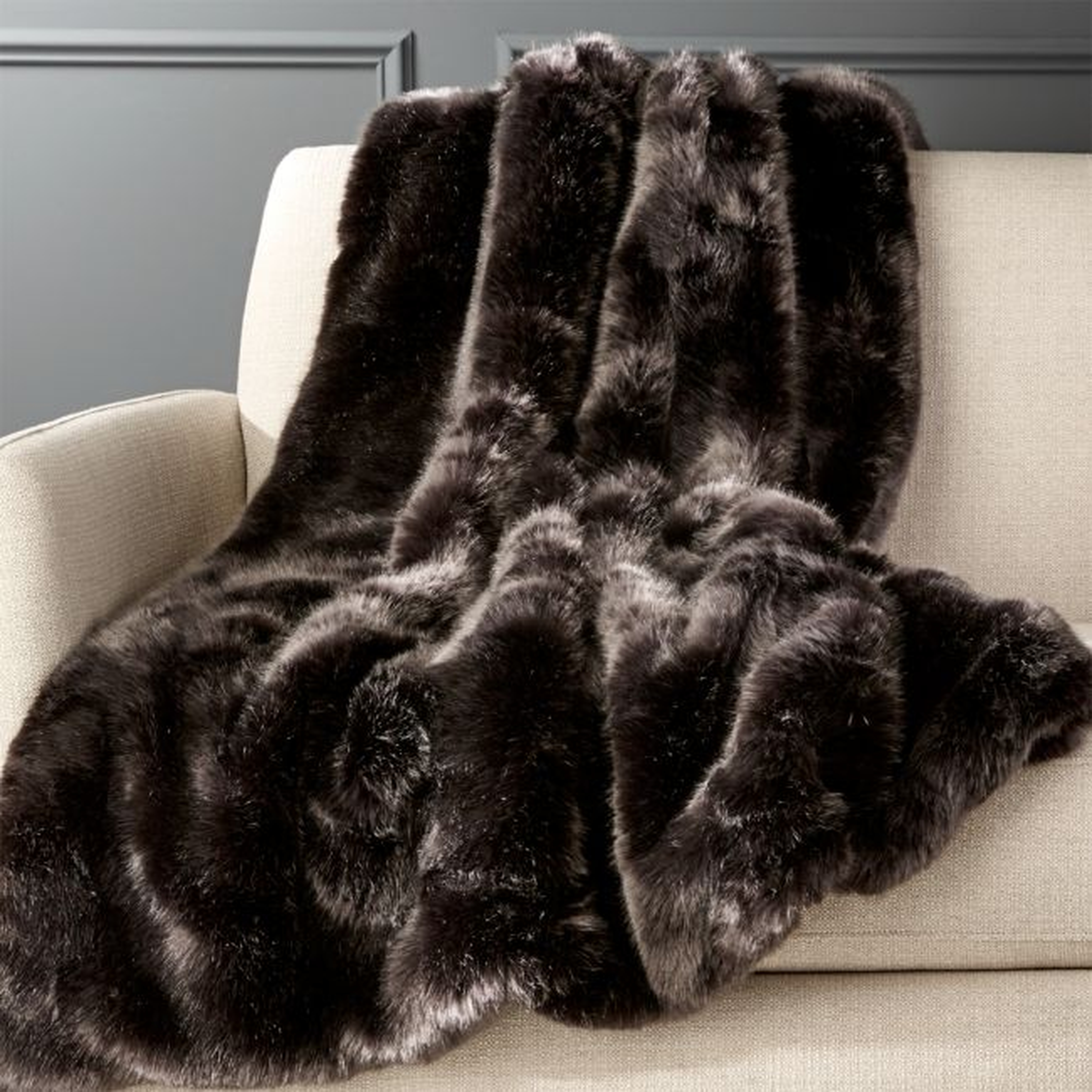 Premium Grey Faux Fur Throw - Final Sale - CB2