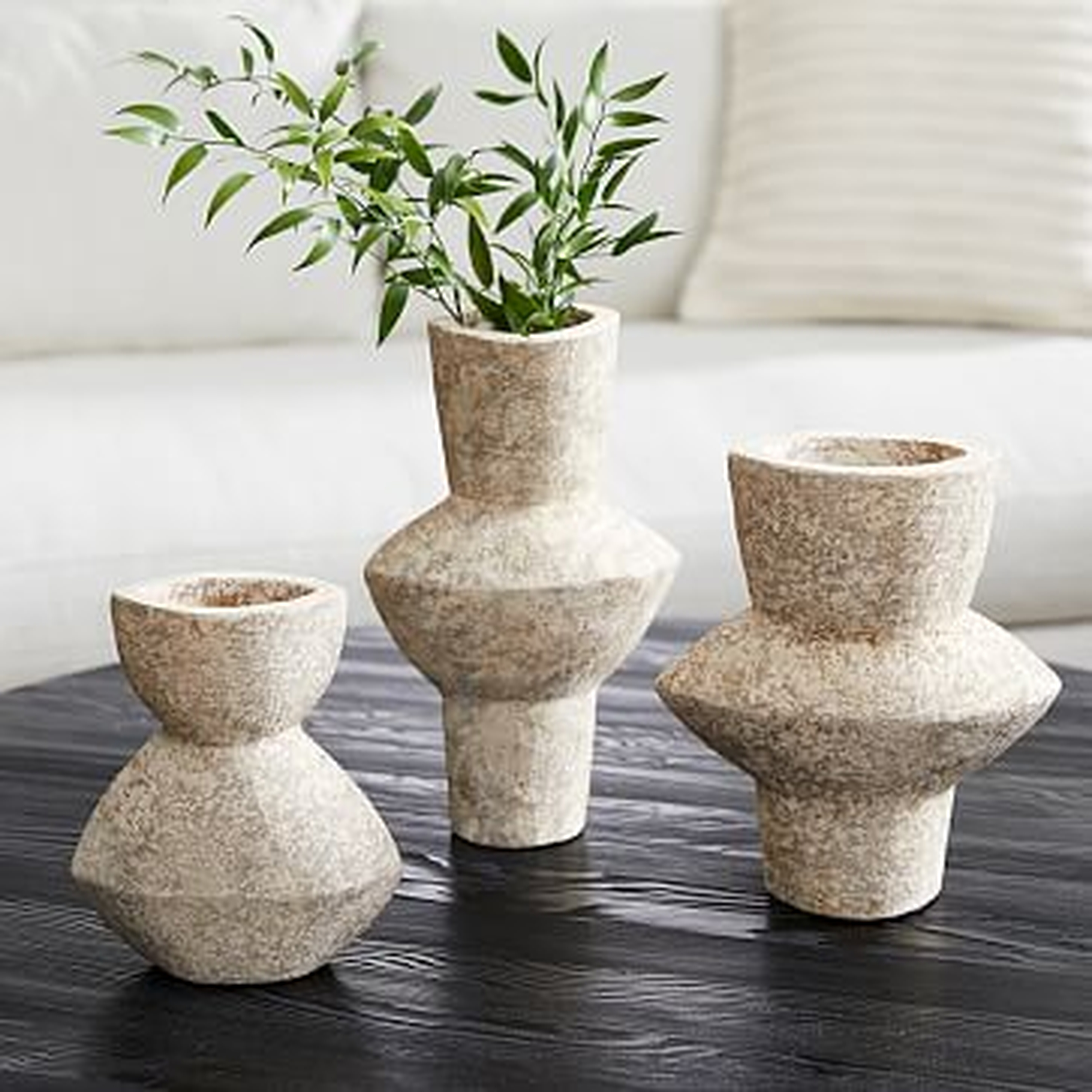 Totem Ceramic Vases, Grey, Small Medium Large, Set of 3 - West Elm