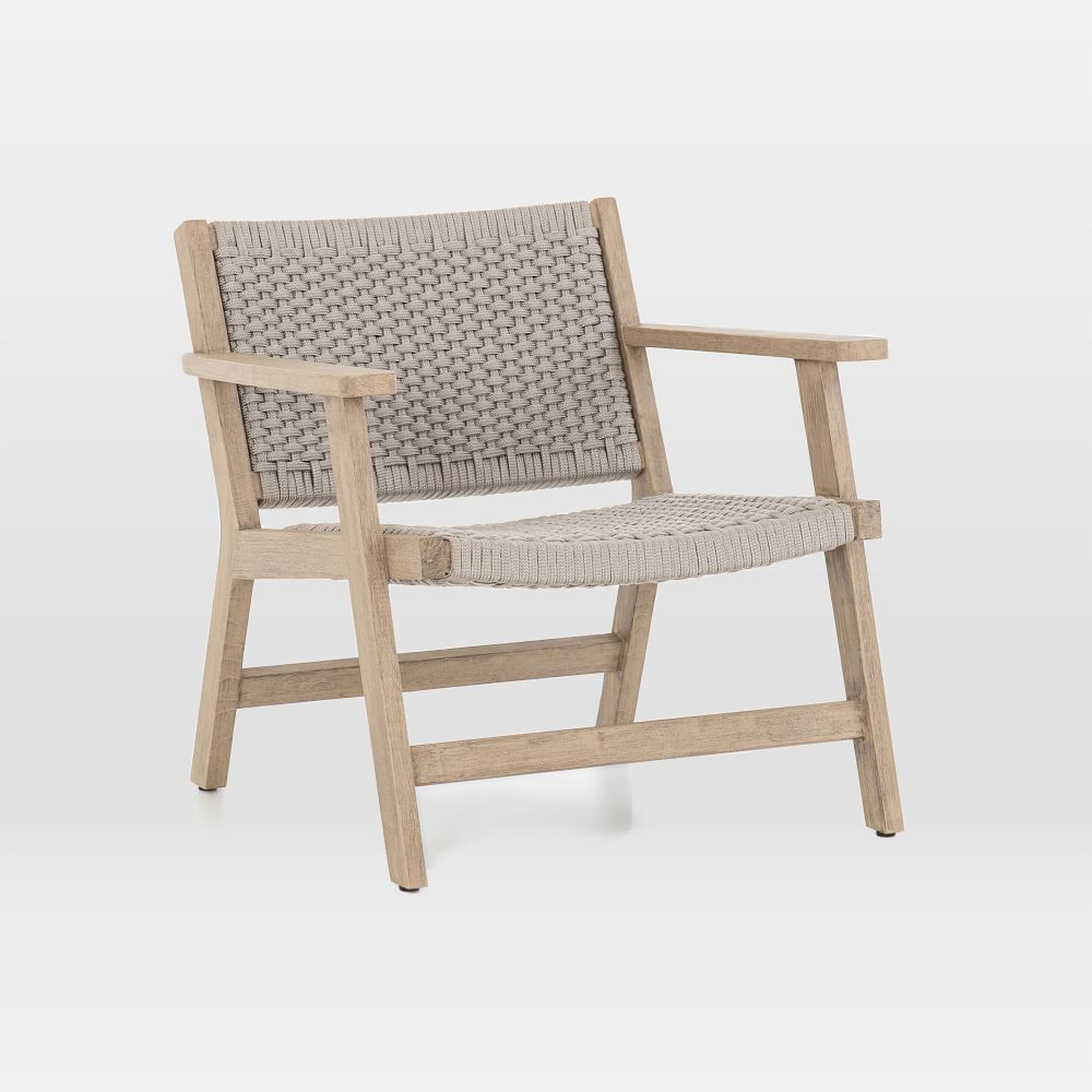 Teak Wood + Rope Outdoor Chair, Washed Brown - West Elm